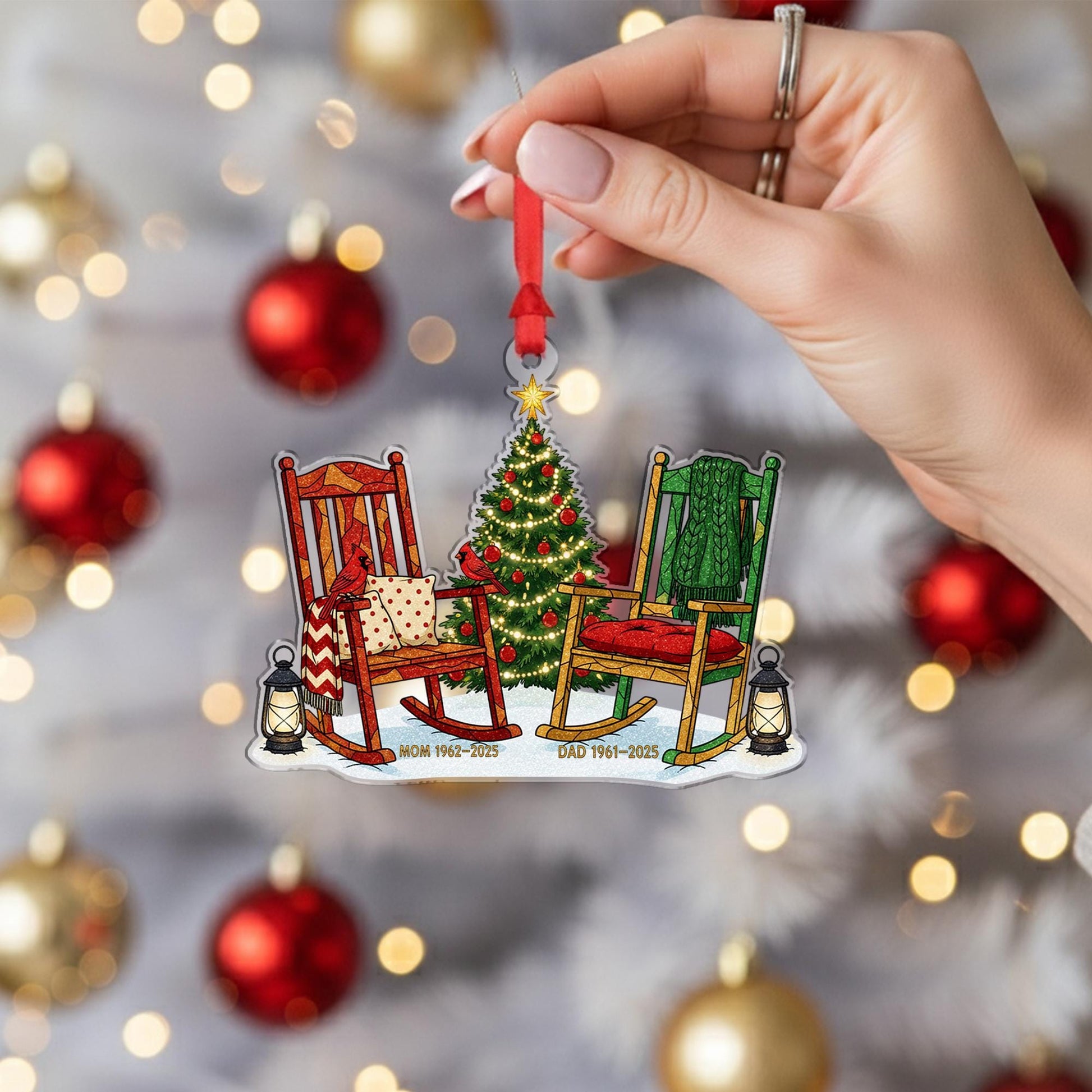 Personalized Memorial Christmas Ornament: Rocking Chair Tribute