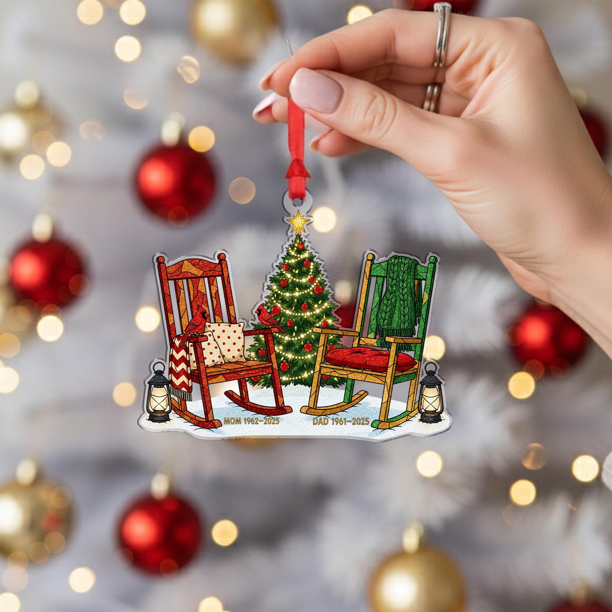 Personalized Memorial Christmas Ornament: Rocking Chair Tribute