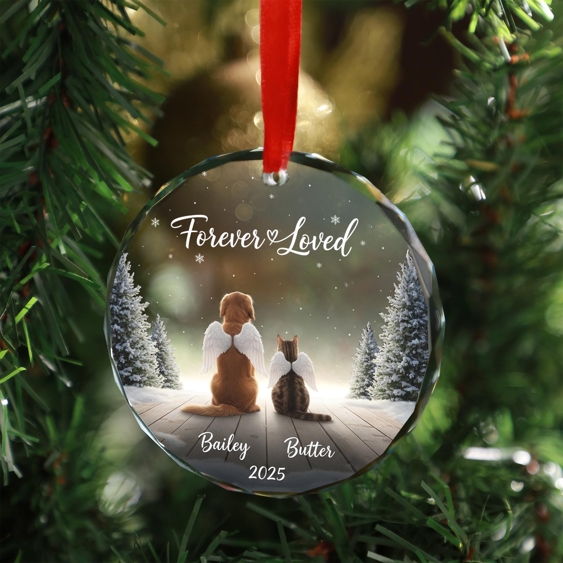 Custom Pet Memorial Ornament - Dog and Cat Loss Gift, Double Angel Pet Keepsake image 6