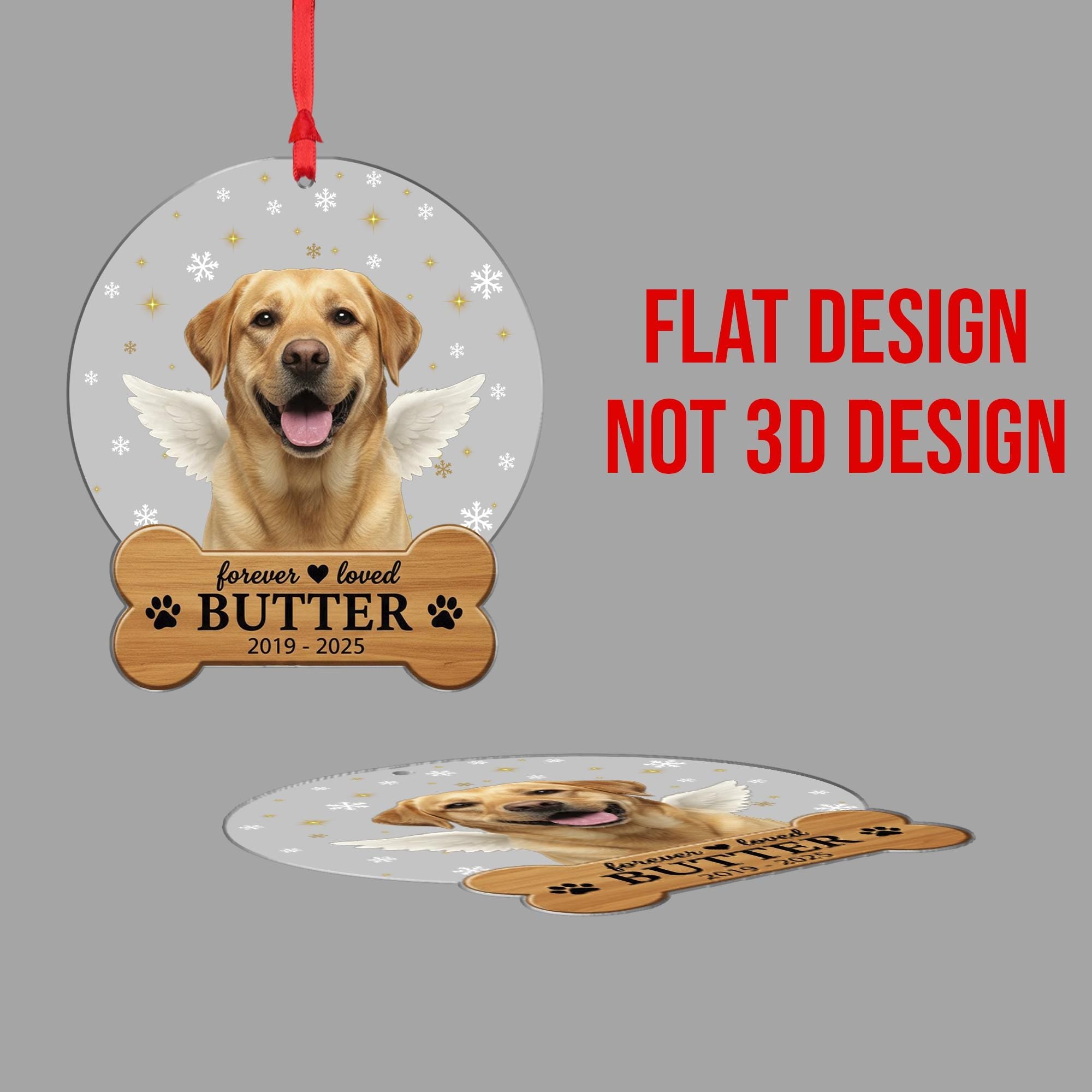 Personalized Dog Memorial Ornament - Angel Pet Loss Photo Keepsake image 2