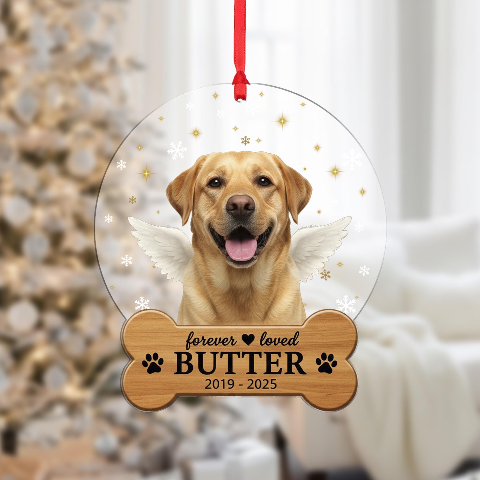 Personalized Dog Memorial Ornament - Angel Pet Loss Photo Keepsake image 1