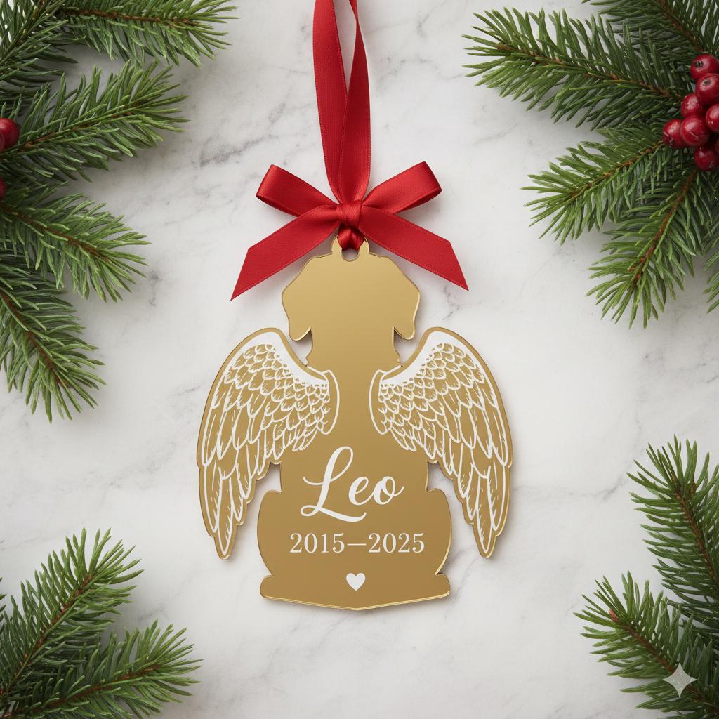 Pet Memorial Angel Ornament – Personalized Dog Loss Christmas Keepsake Gift