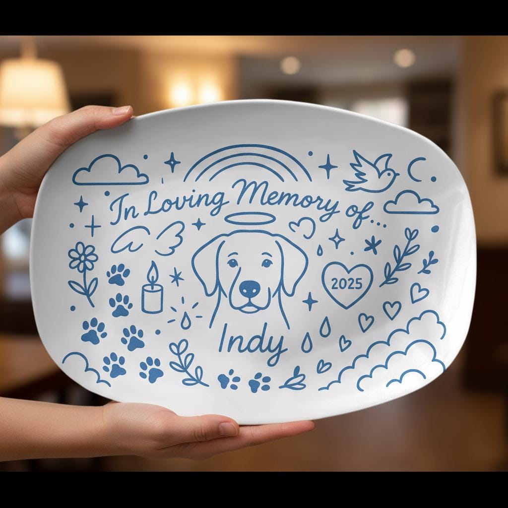 Pet Memorial Platter – Personalized Dog Loss Keepsake Tribute Plate