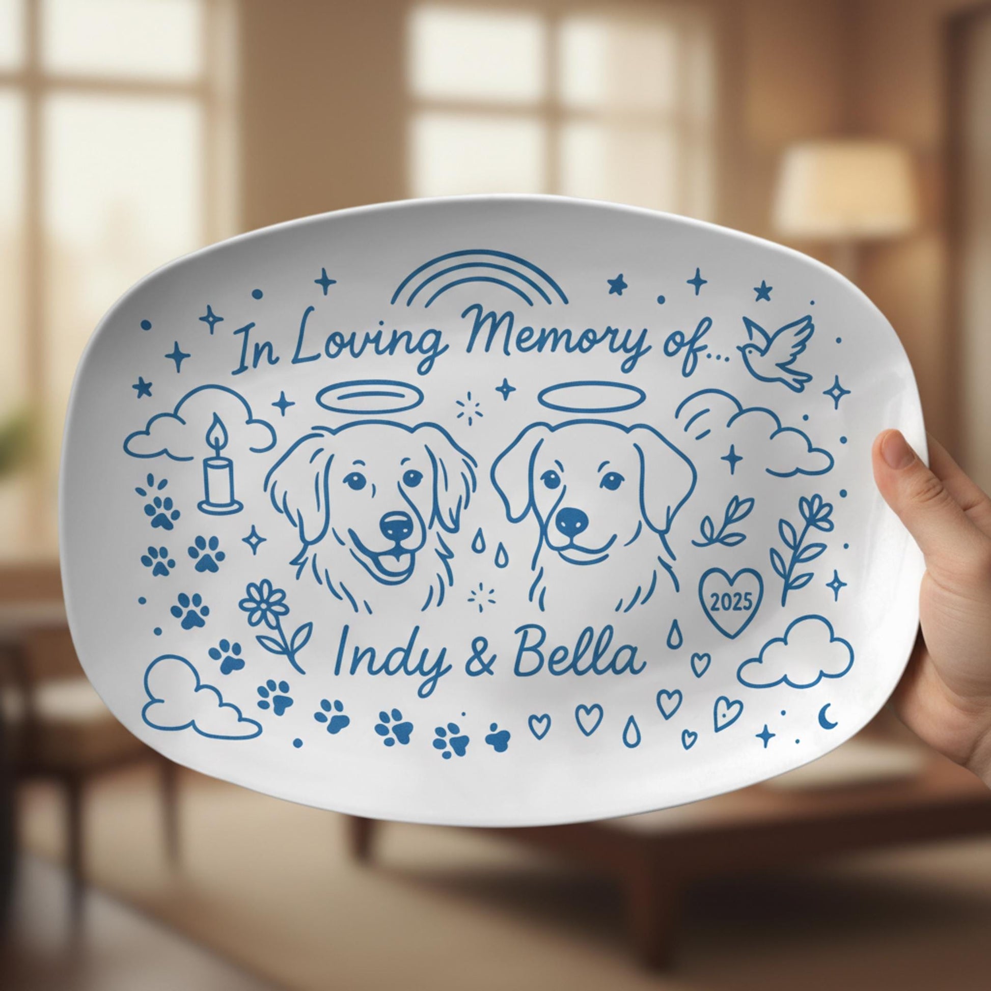 Pet Memorial Platter – Personalized Dog Loss Keepsake Tribute Plate