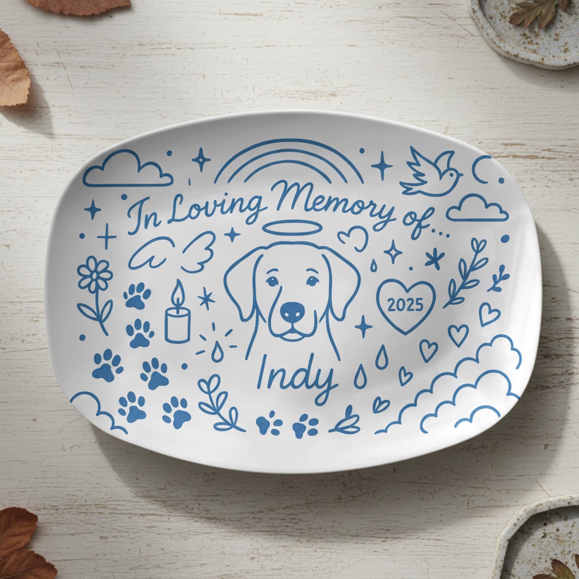 Pet Memorial Platter – Personalized Dog Loss Keepsake Tribute Plate