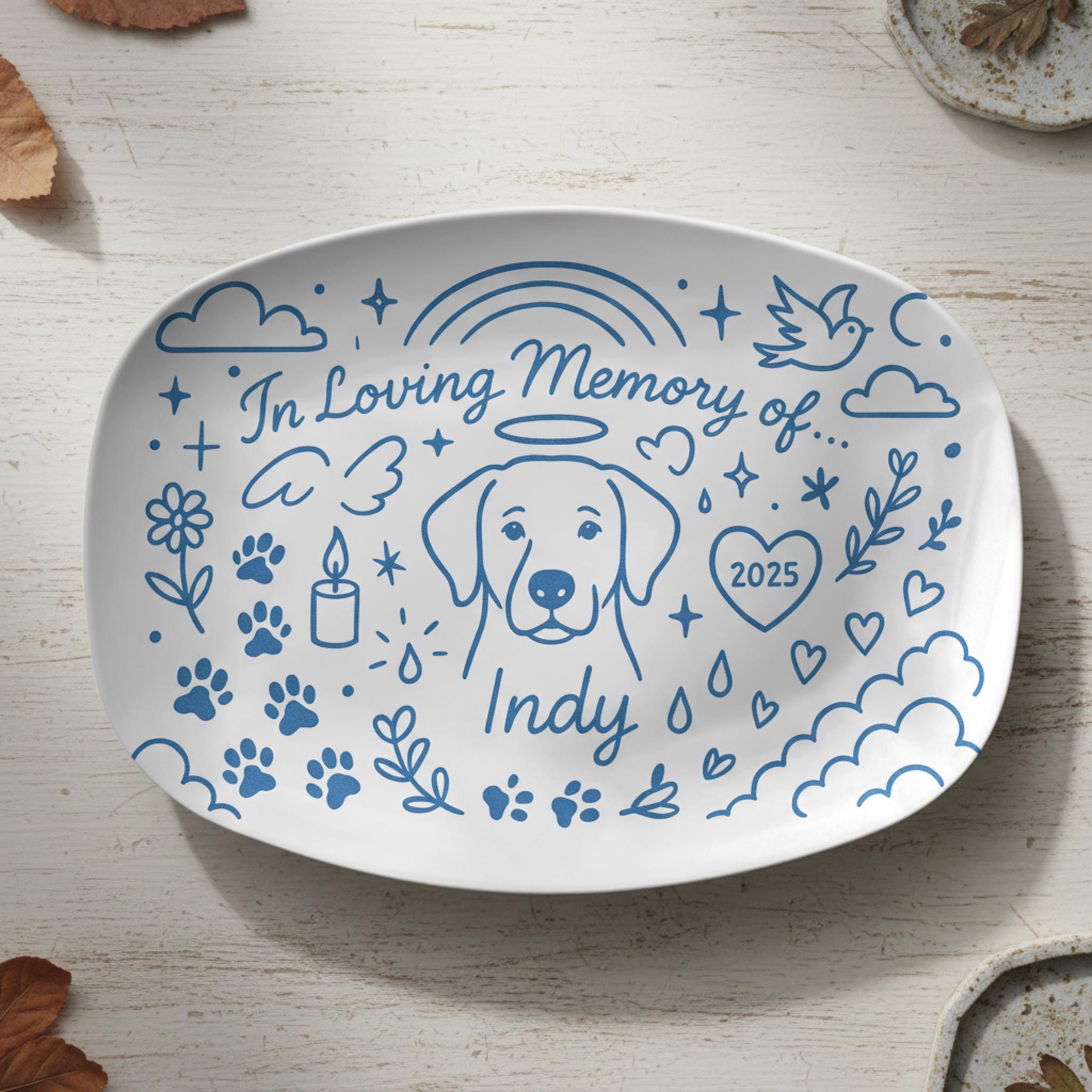 Pet Memorial Platter – Personalized Dog Loss Keepsake Tribute Plate