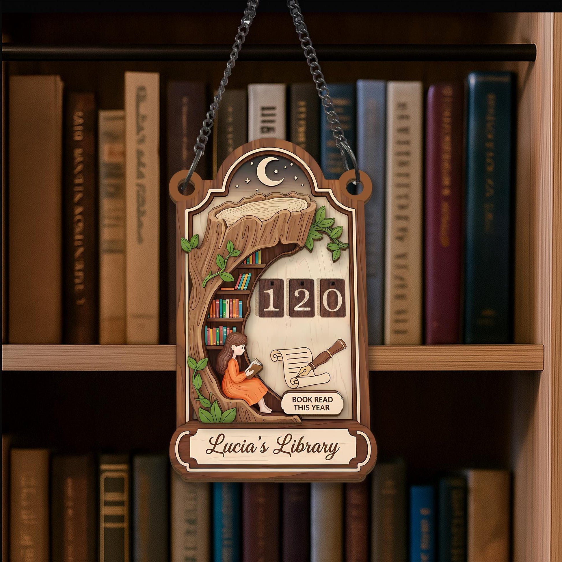 Personalized Books Read Tracker - Wooden Reading Counter, Unique Bookworm Gift image 5