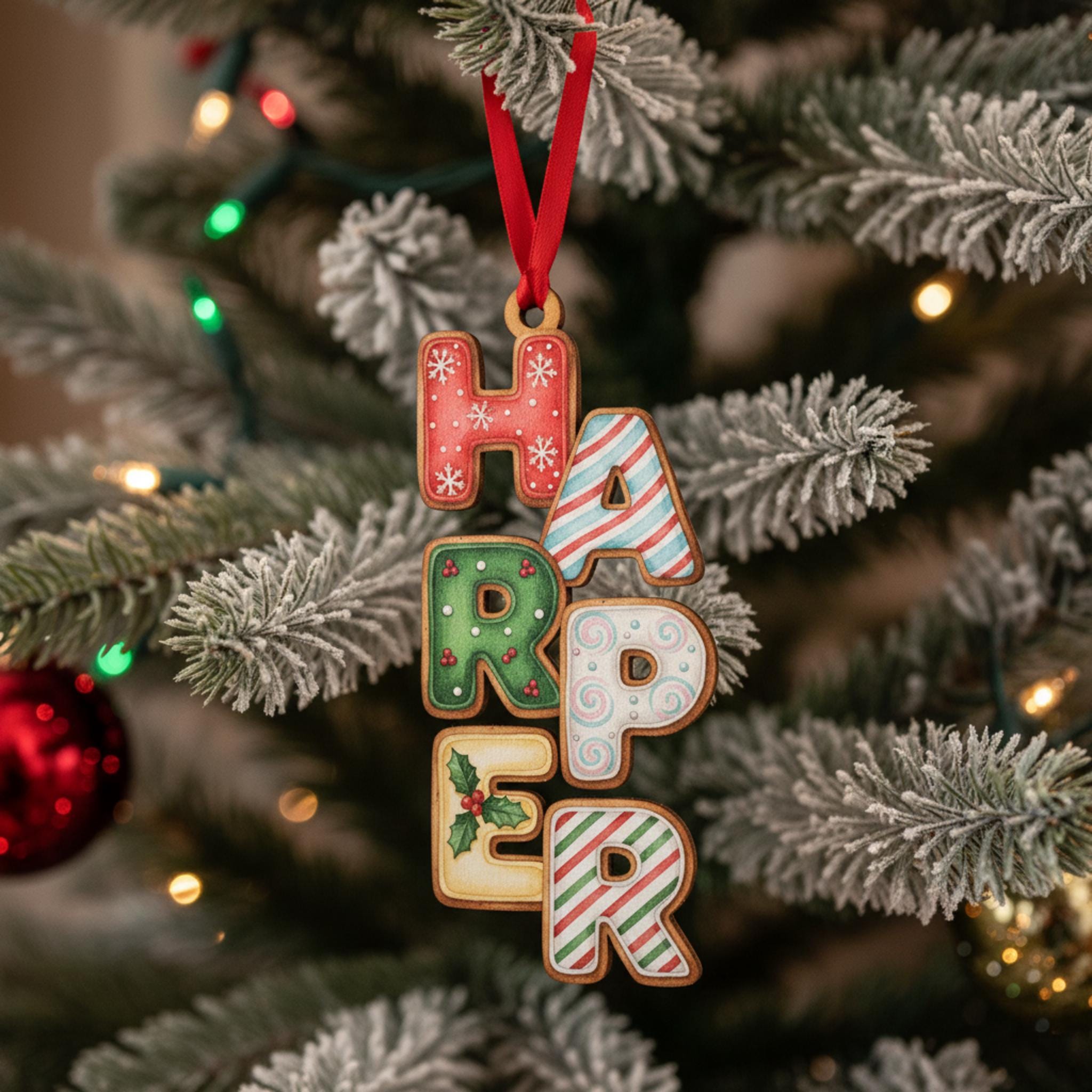 Personalized Name Christmas Ornament – Custom Cookie Letter Holiday Tree Decoration”