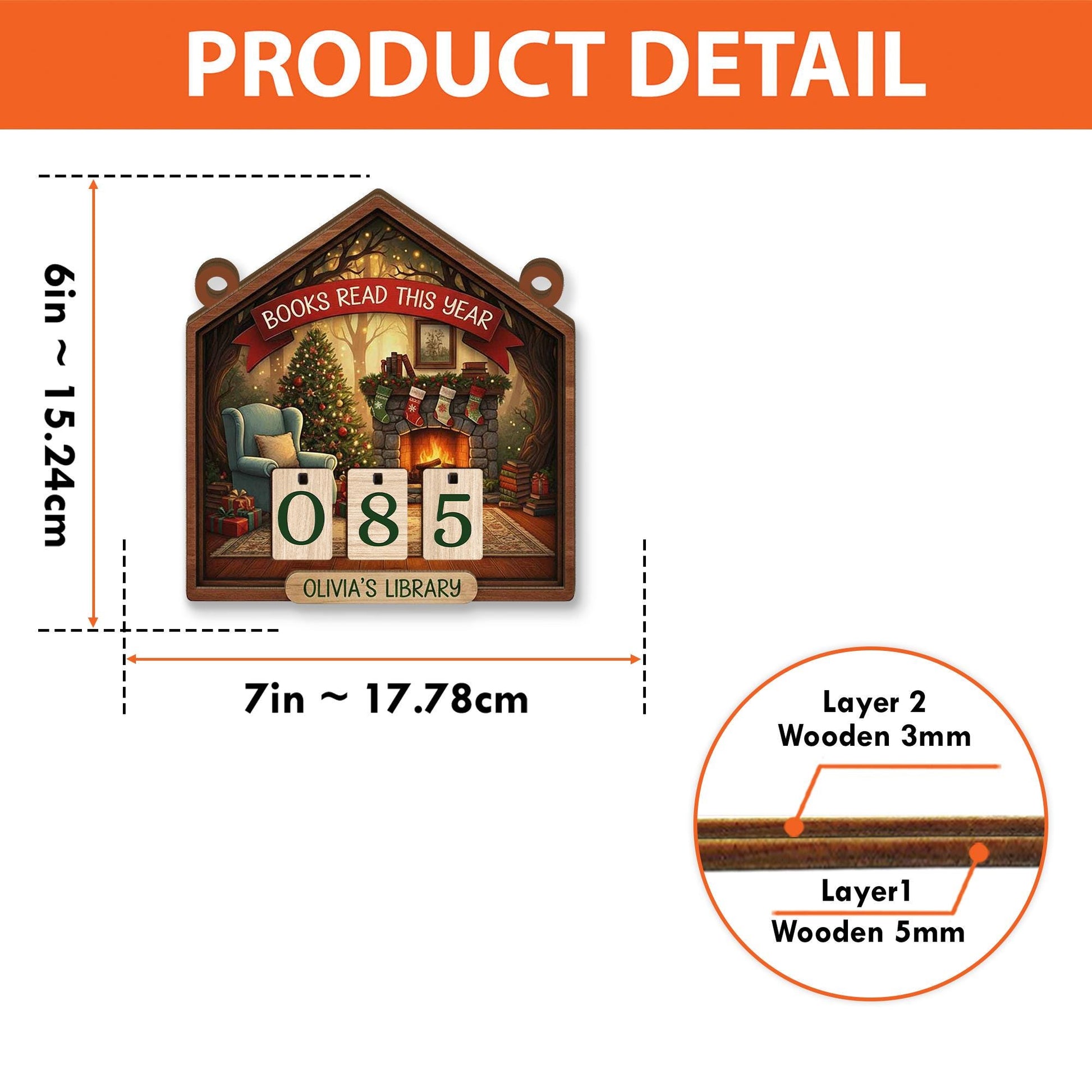 Christmas Books Read Tracker - Personalized Cozy Library Reading Counter image 2