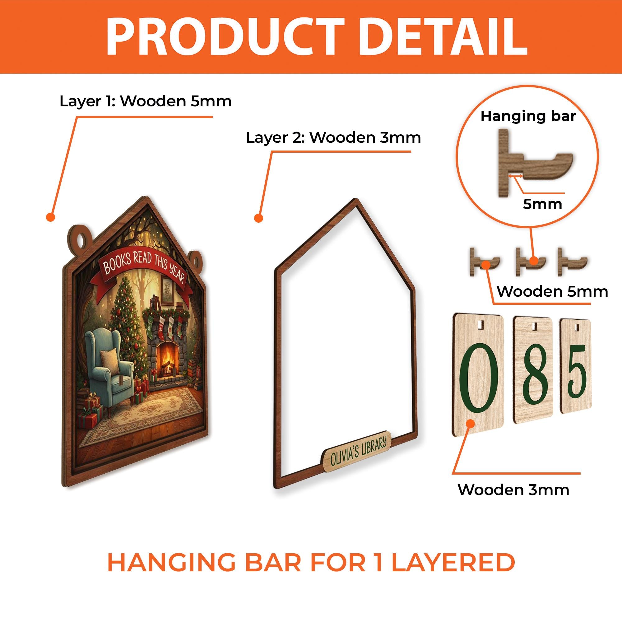 Christmas Books Read Tracker - Personalized Cozy Library Reading Counter image 4