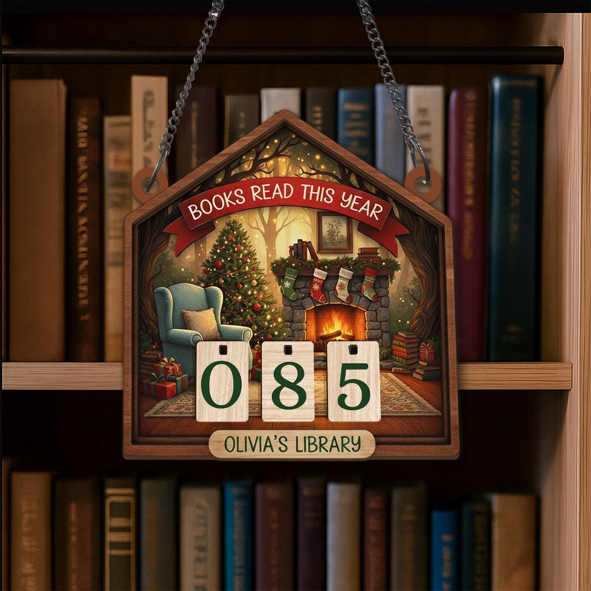 Christmas Books Read Tracker - Personalized Cozy Library Reading Counter image 5