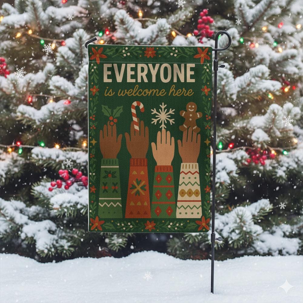 Personalized Polyester Garden Flag “Everyone Is Welcome Here” – Inclusive Yard Banner, Double-Sided Outdoor Flag