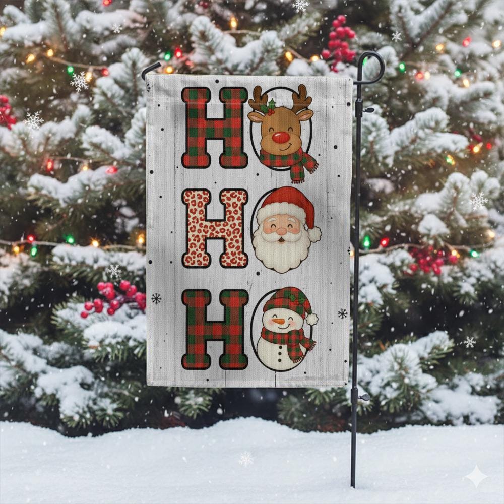 Personalized Polyester Garden Flag “HO HO HO” – Christmas Yard Banner, Double-Sided Outdoor Flag
