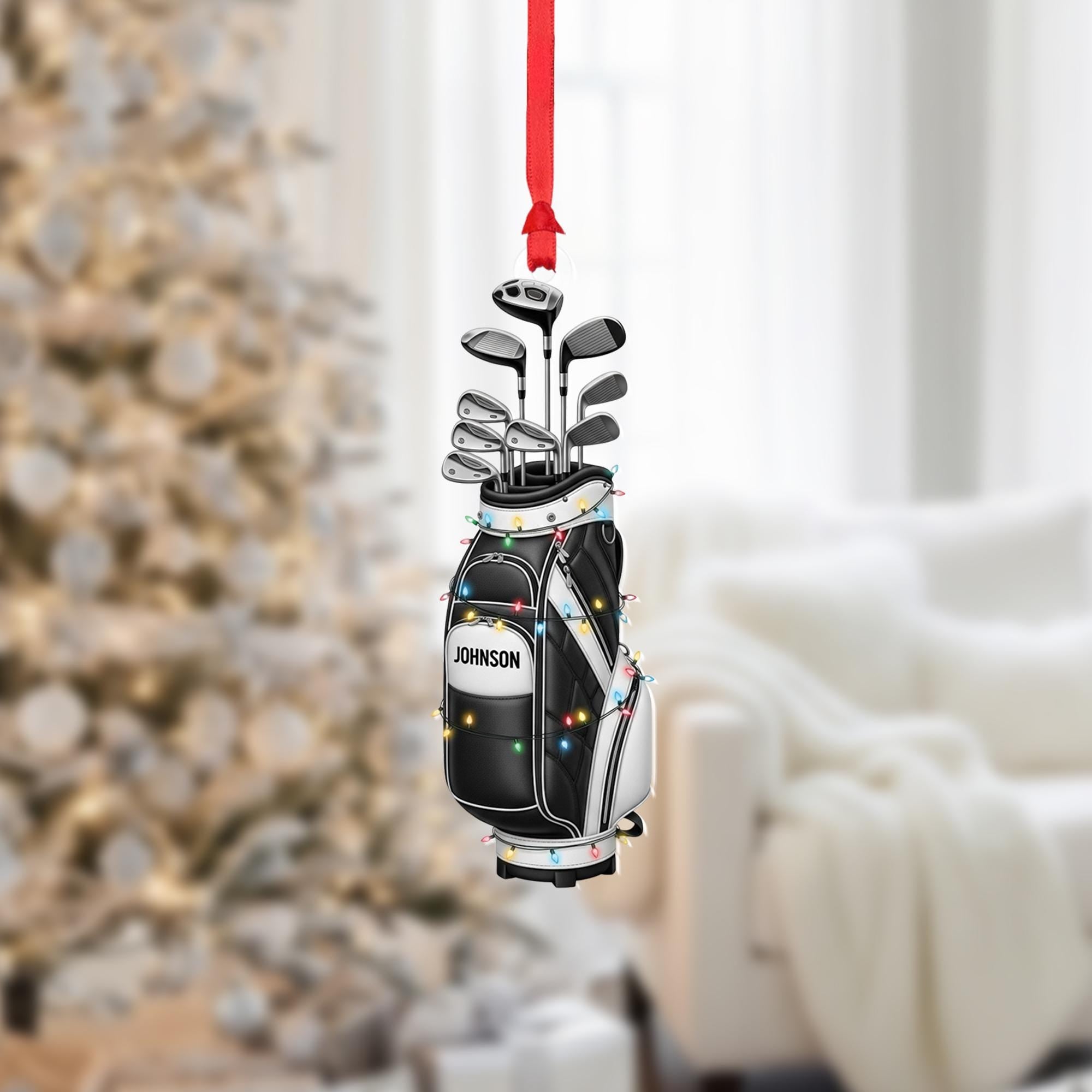 Custom Golf Bag Ornament – name personalization, club set decor