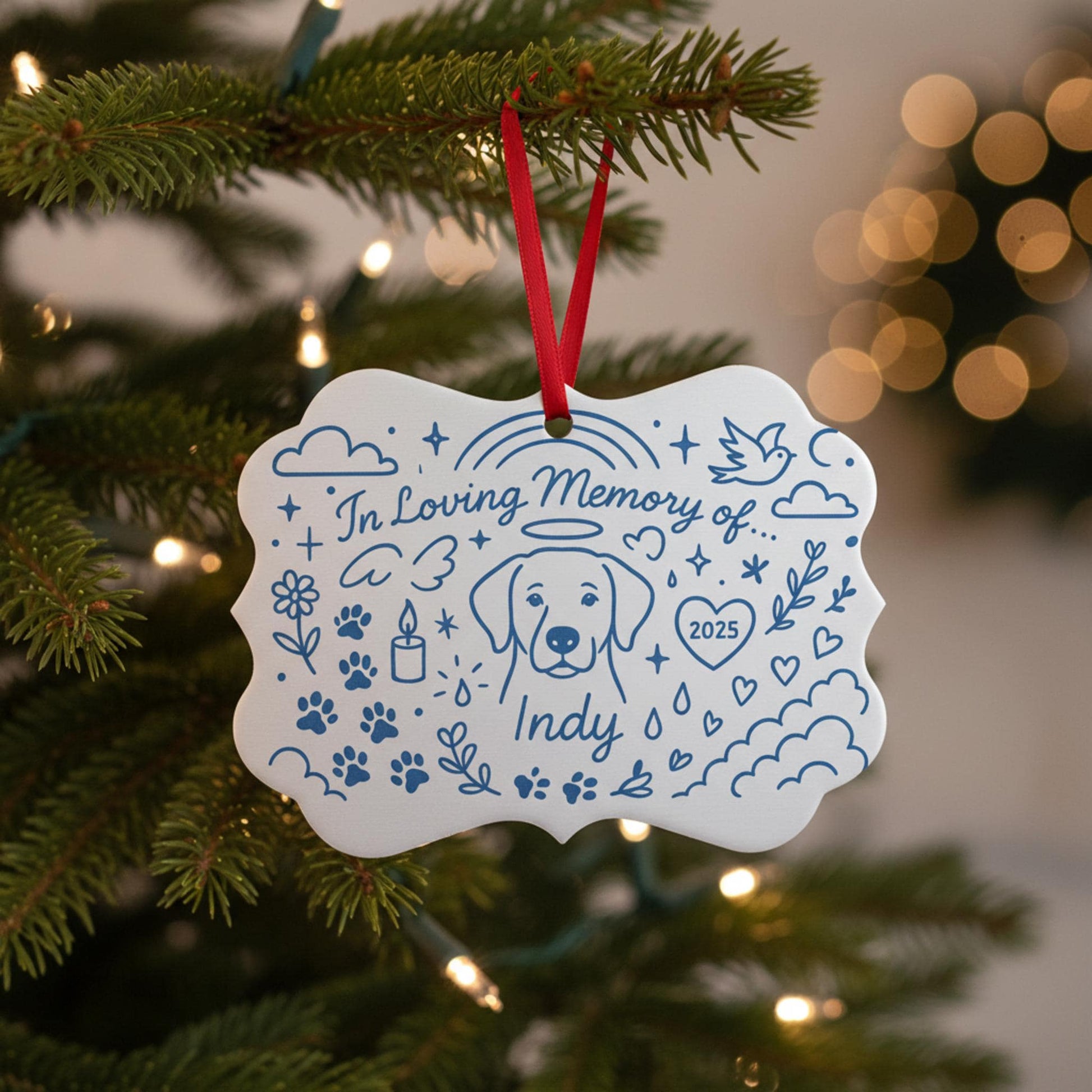 Pet Memorial Aluminum Ornament, Personalized Dog Loss Gift, In Loving Memory Keepsake