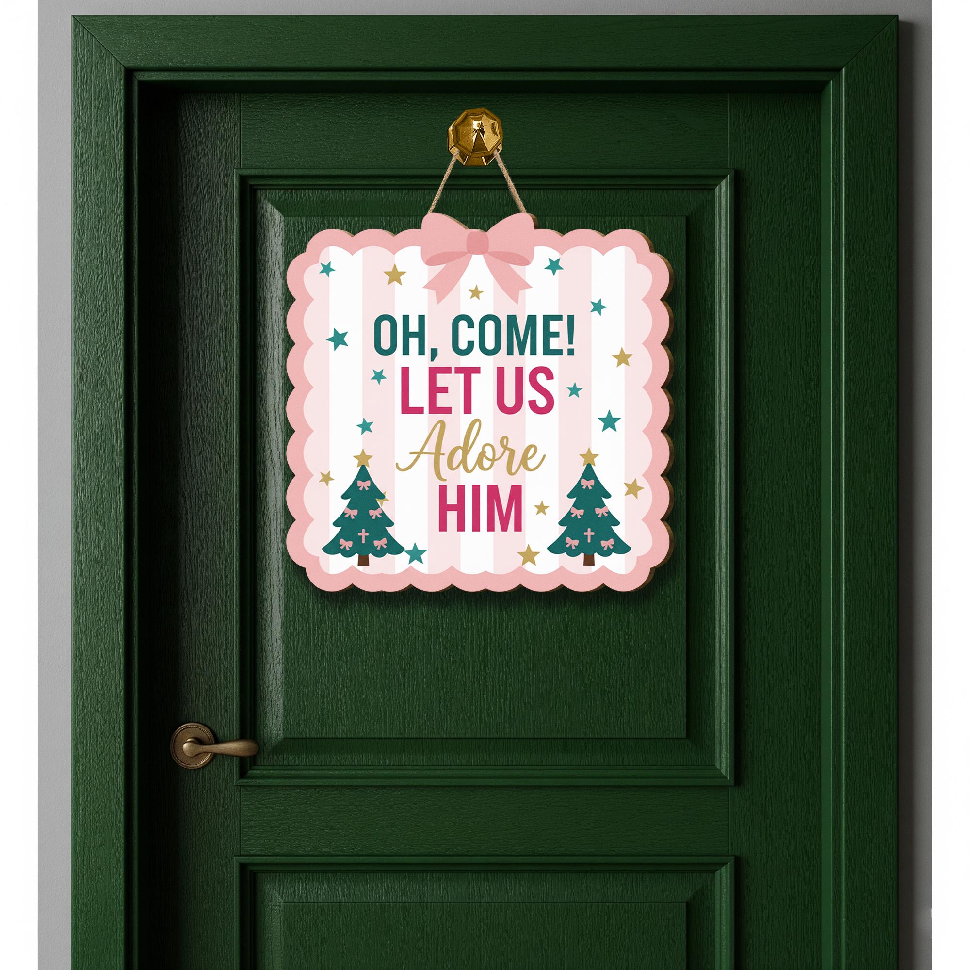 Oh Come Let Us Adore Him Sign, Christian Christmas Wood Wall Decor