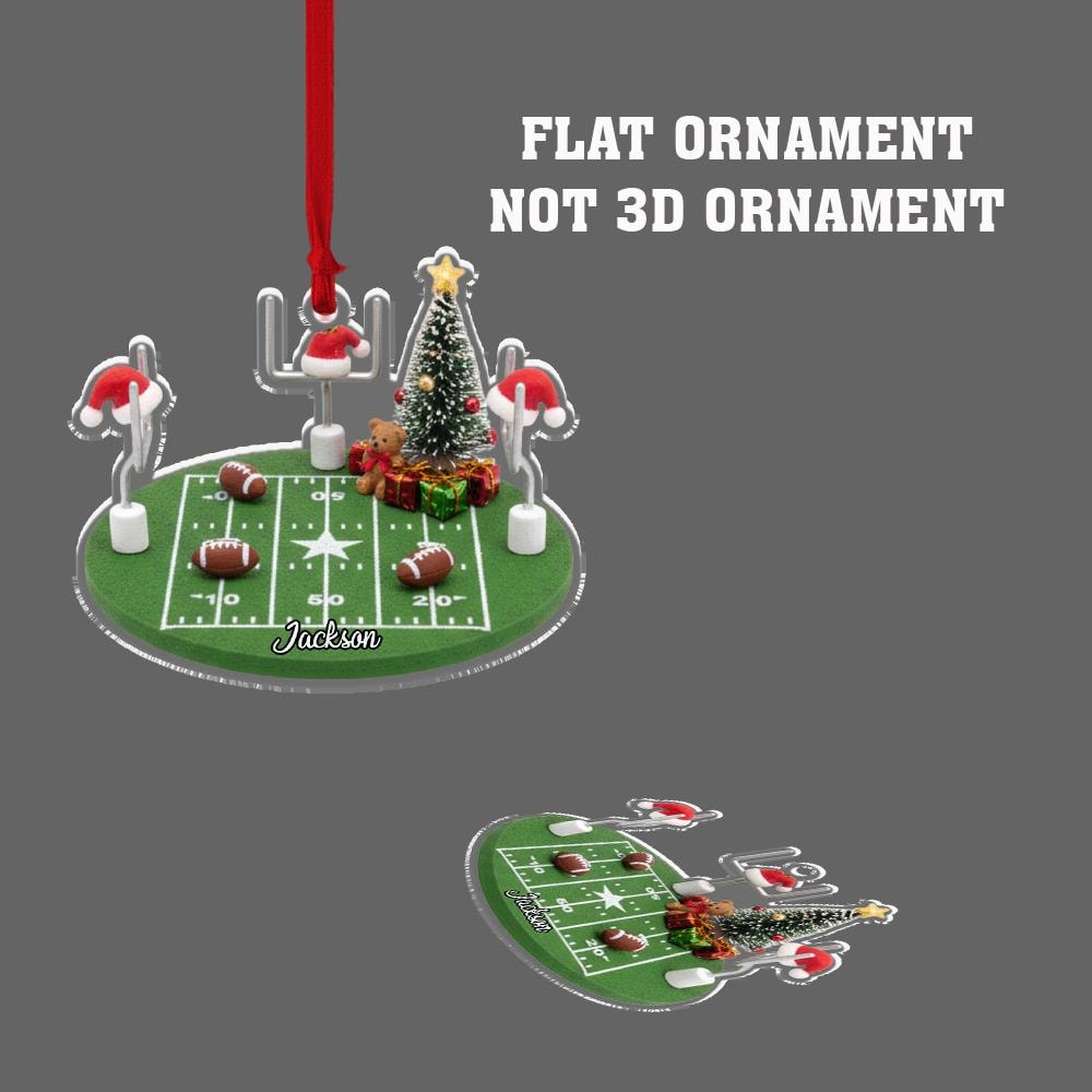 Personalized Football Ornament – Custom Name Sports Decor – Holiday Field Christmas Decoration