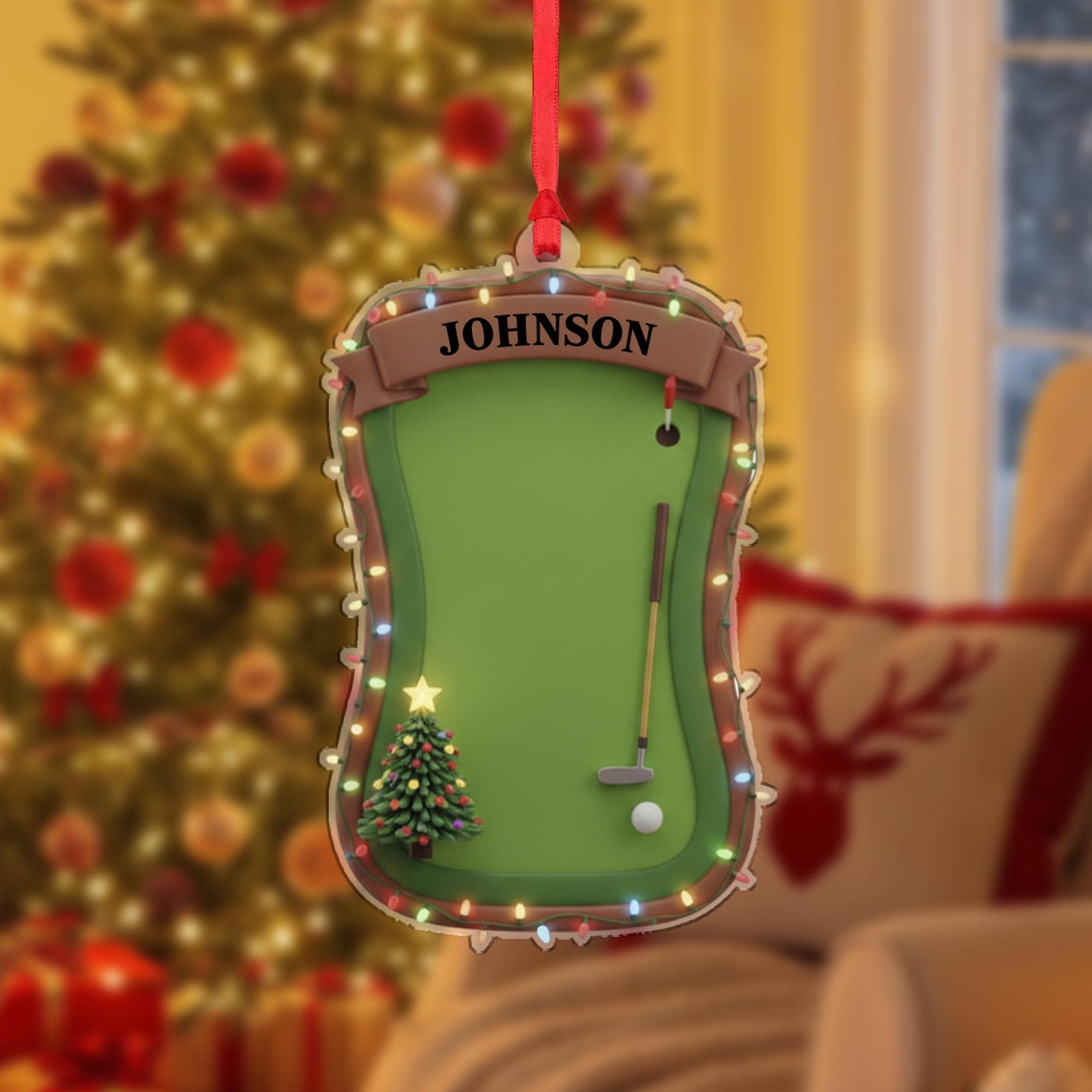 Personalized Golf Ornament, Custom Name Christmas Tree Gift for Golfer
