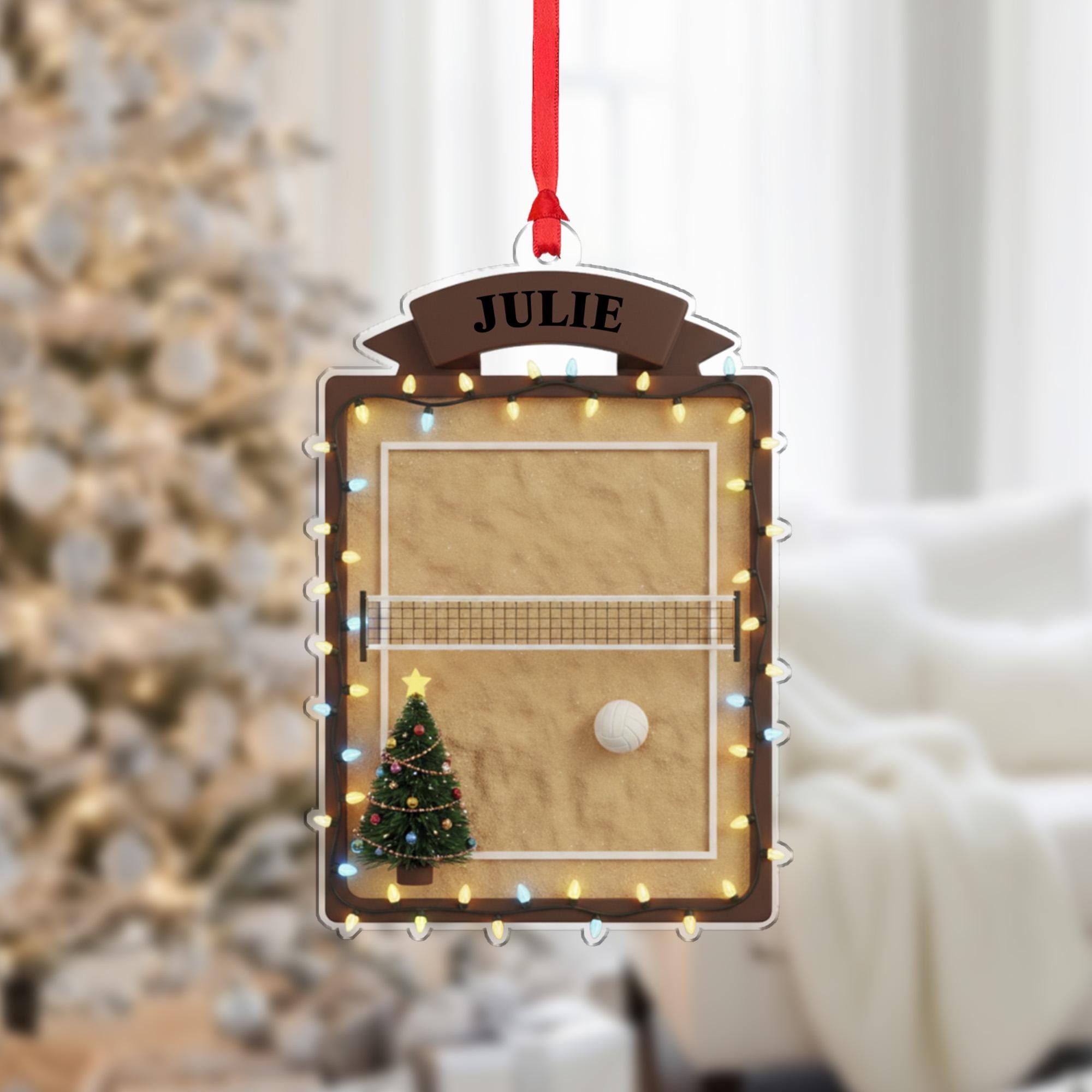 Personalized Volleyball Ornament, Custom Name Christmas Tree Gift for Player