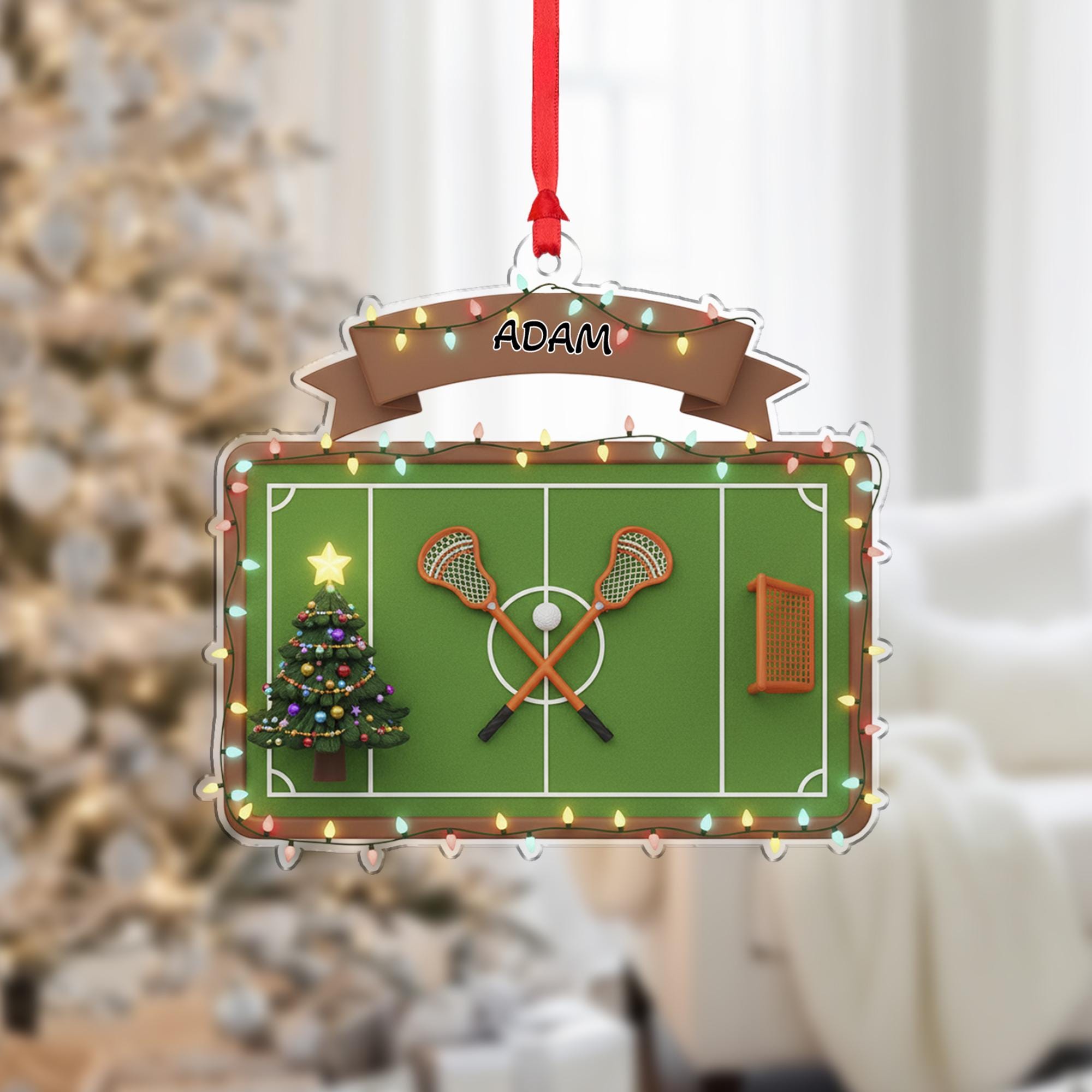 Personalized Lacrosse Ornament, Custom Name Christmas Tree Gift for Player