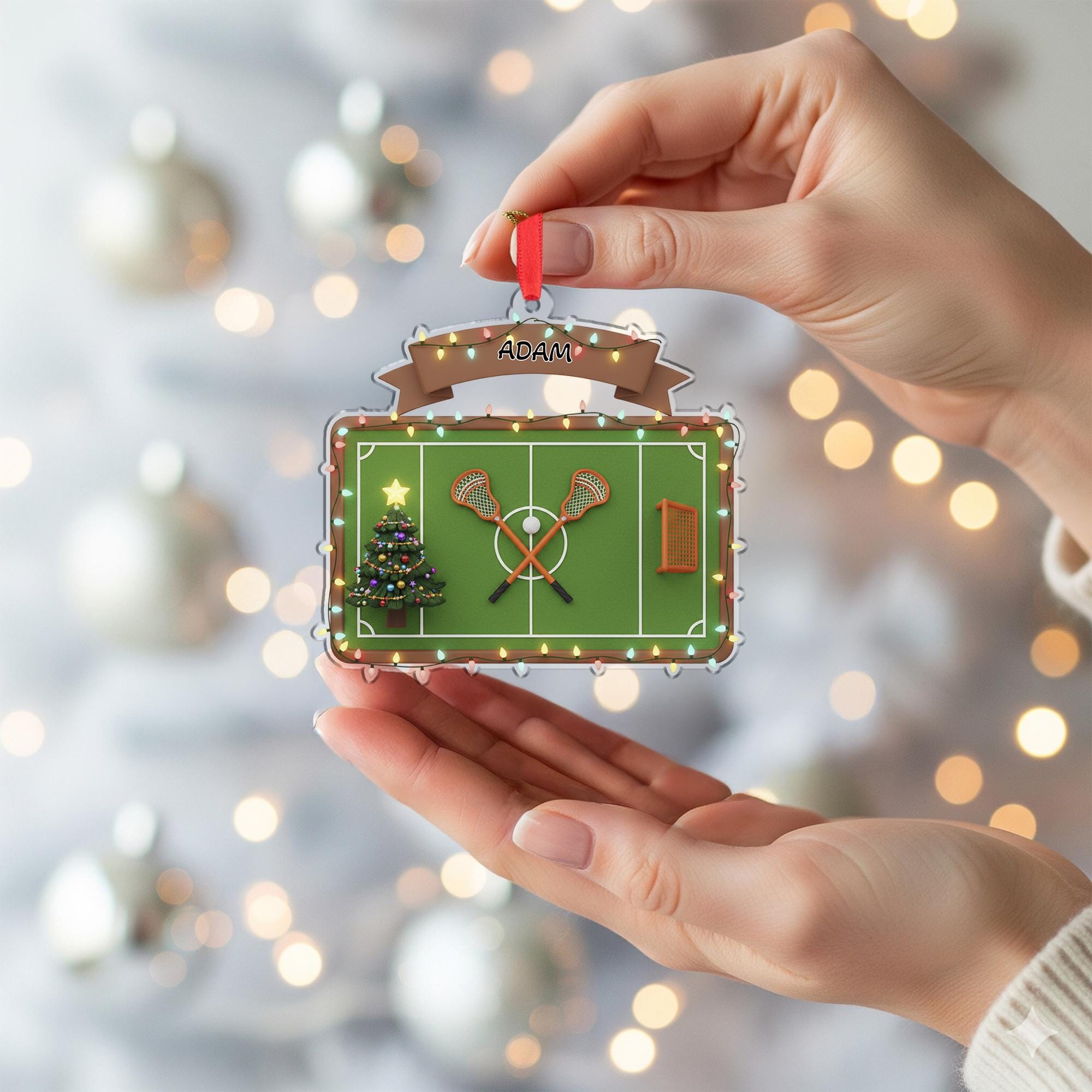 Personalized Lacrosse Ornament, Custom Name Christmas Tree Gift for Player