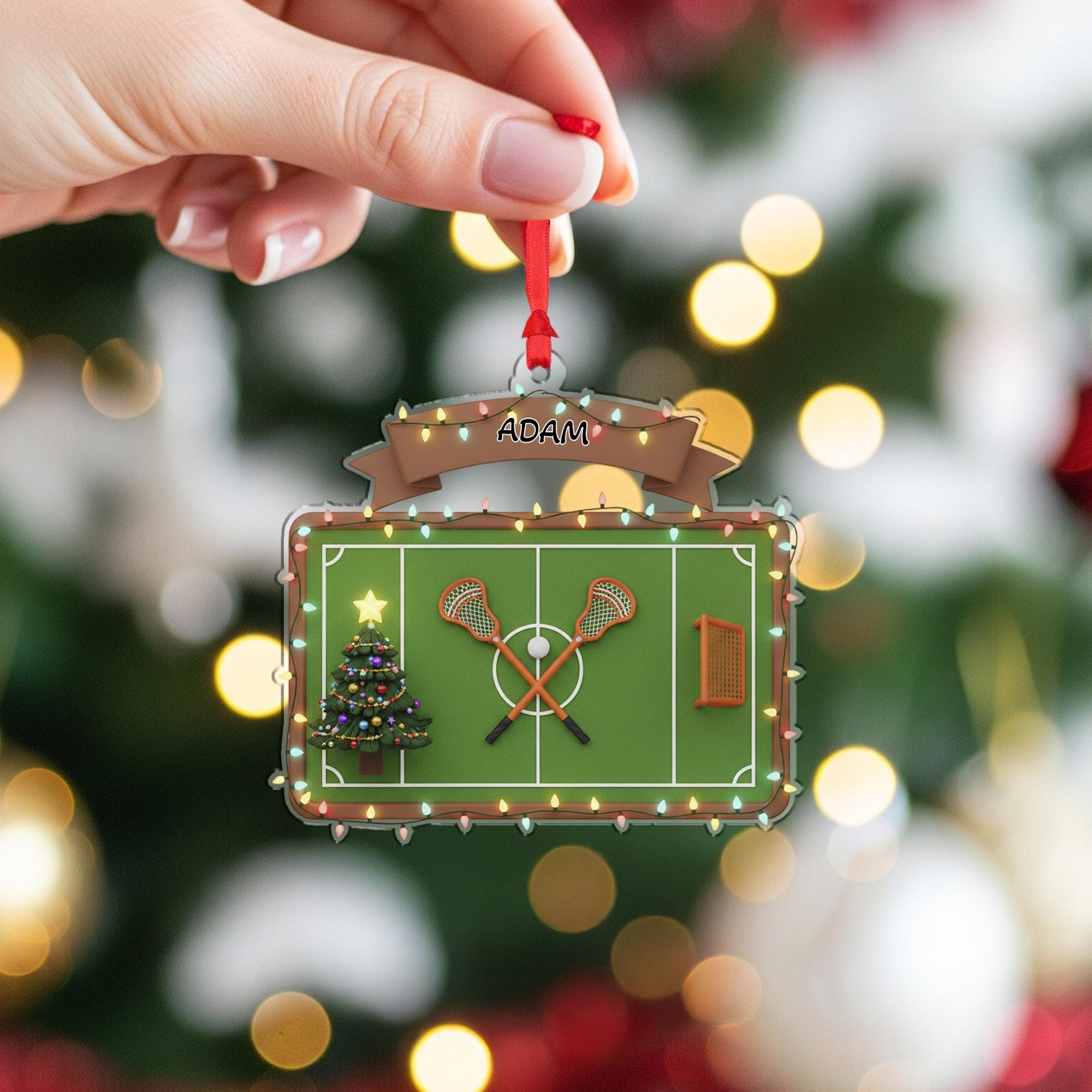Personalized Lacrosse Ornament, Custom Name Christmas Tree Gift for Player