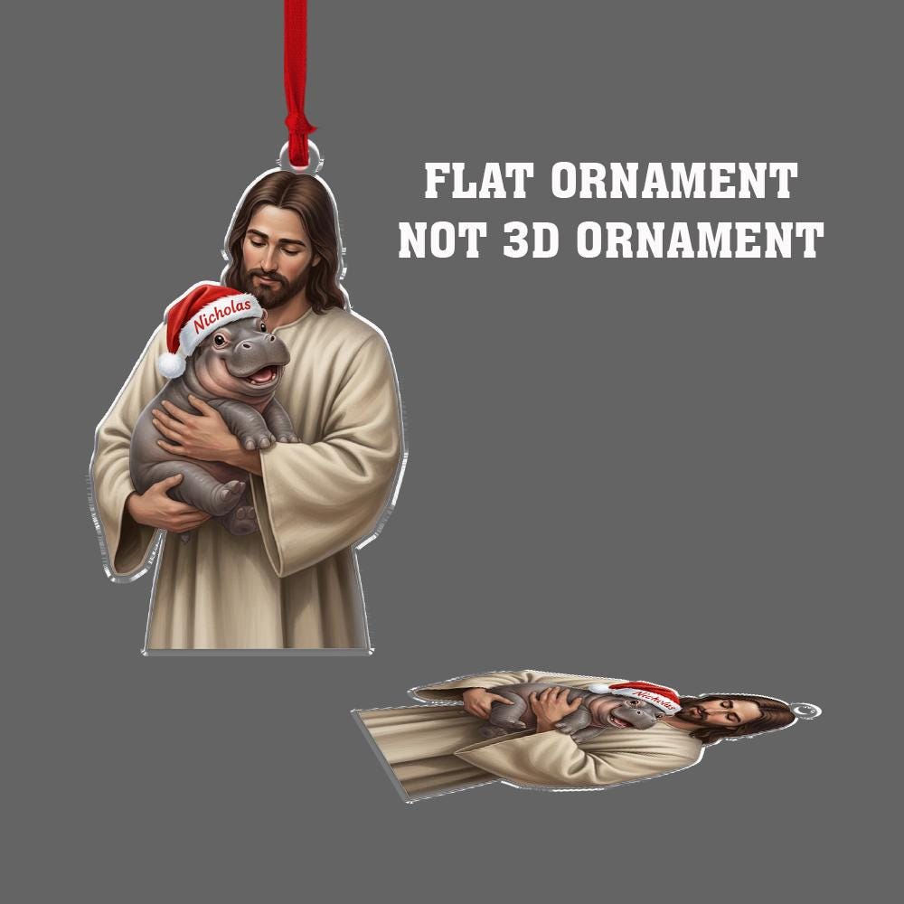 Custom Jesus Christmas Ornament, Personalized Nativity Tree Decor with Name, Holiday Ornament