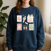 Teacher Sweatshirt — Cotton Blend Holiday Stamp Motif