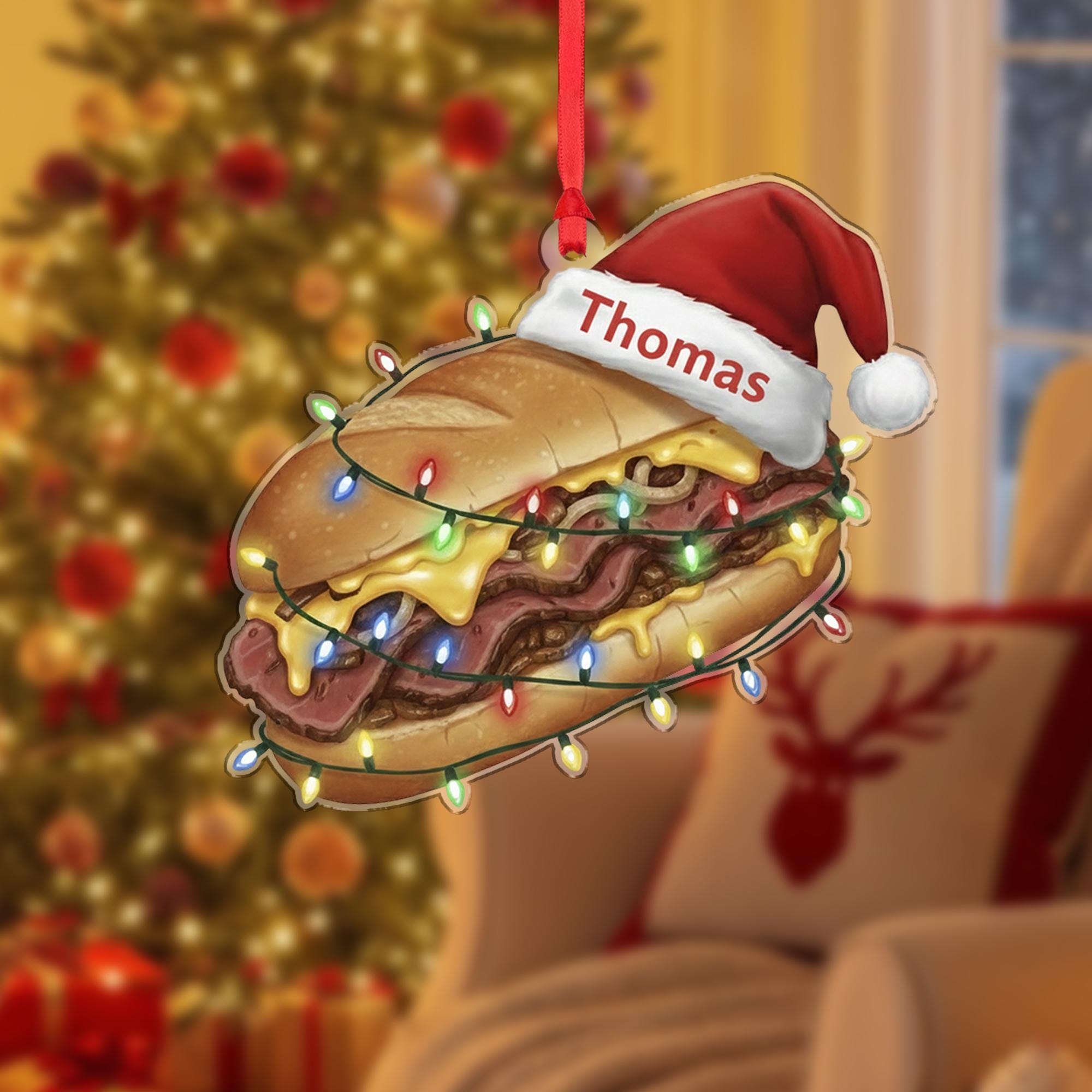 Personalized Hoagie Ornament - Custom Name Christmas Foodie Gift