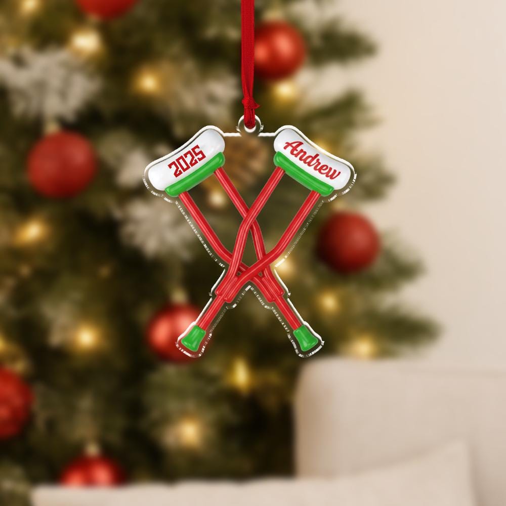 Custom Injury Christmas Ornament, Personalized Crutch Tree Decor, Recovery Ornament for Holiday Decor