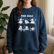 Pullover Sweatshirt — Cotton Blend Pain Scale Snowman Graphic