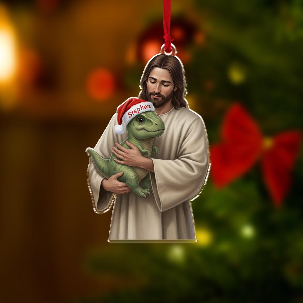 Custom Jesus Christmas Ornament, Personalized Nativity Tree Decoration with Name, Holiday Ornament
