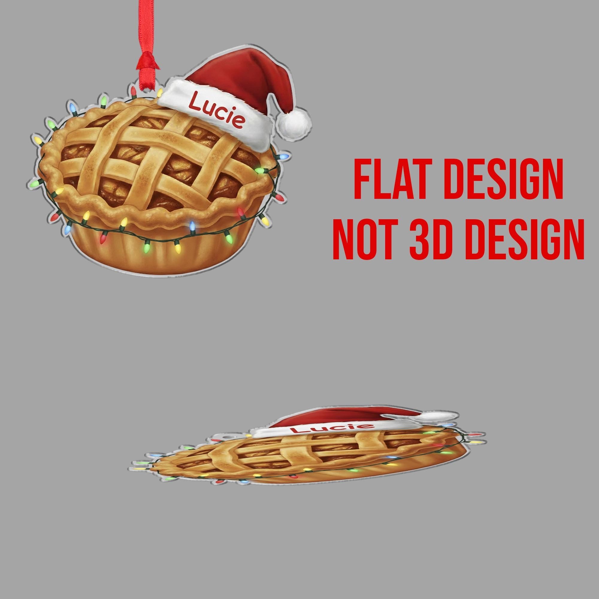 Personalized Apple Pie Ornament - Custom Name Foodie Gift, Funny Christmas Dessert