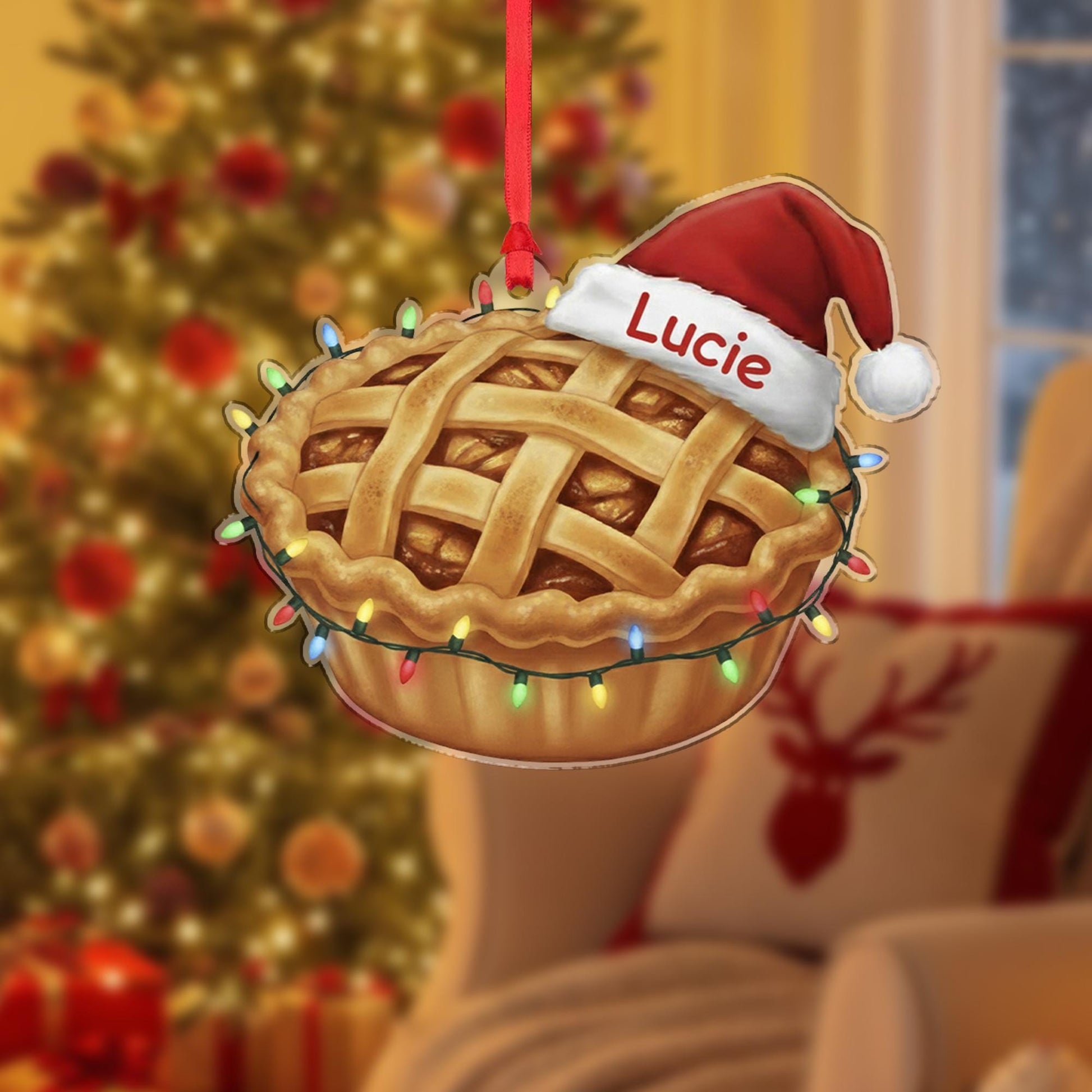 Personalized Apple Pie Ornament - Custom Name Foodie Gift, Funny Christmas Dessert