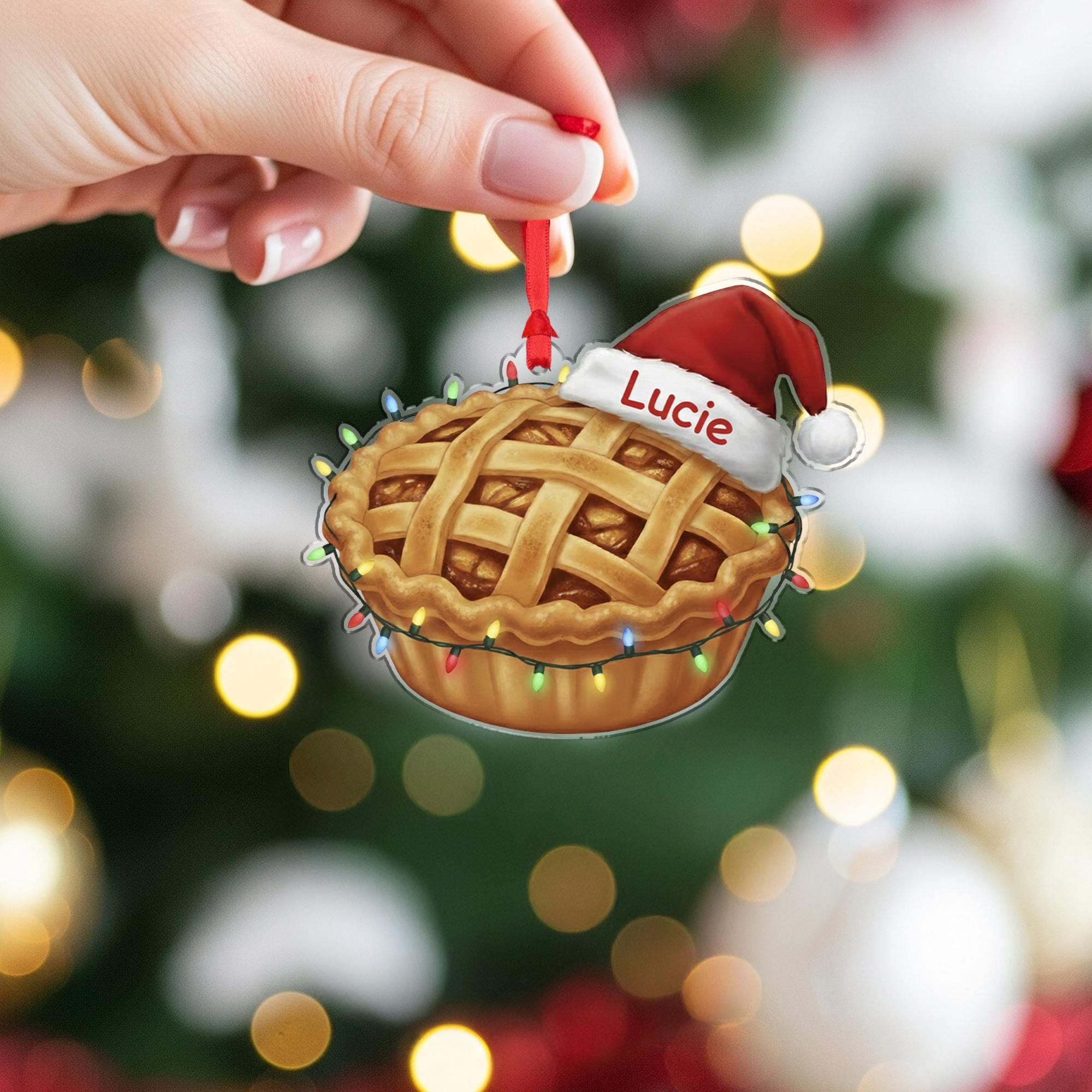 Personalized Apple Pie Ornament - Custom Name Foodie Gift, Funny Christmas Dessert