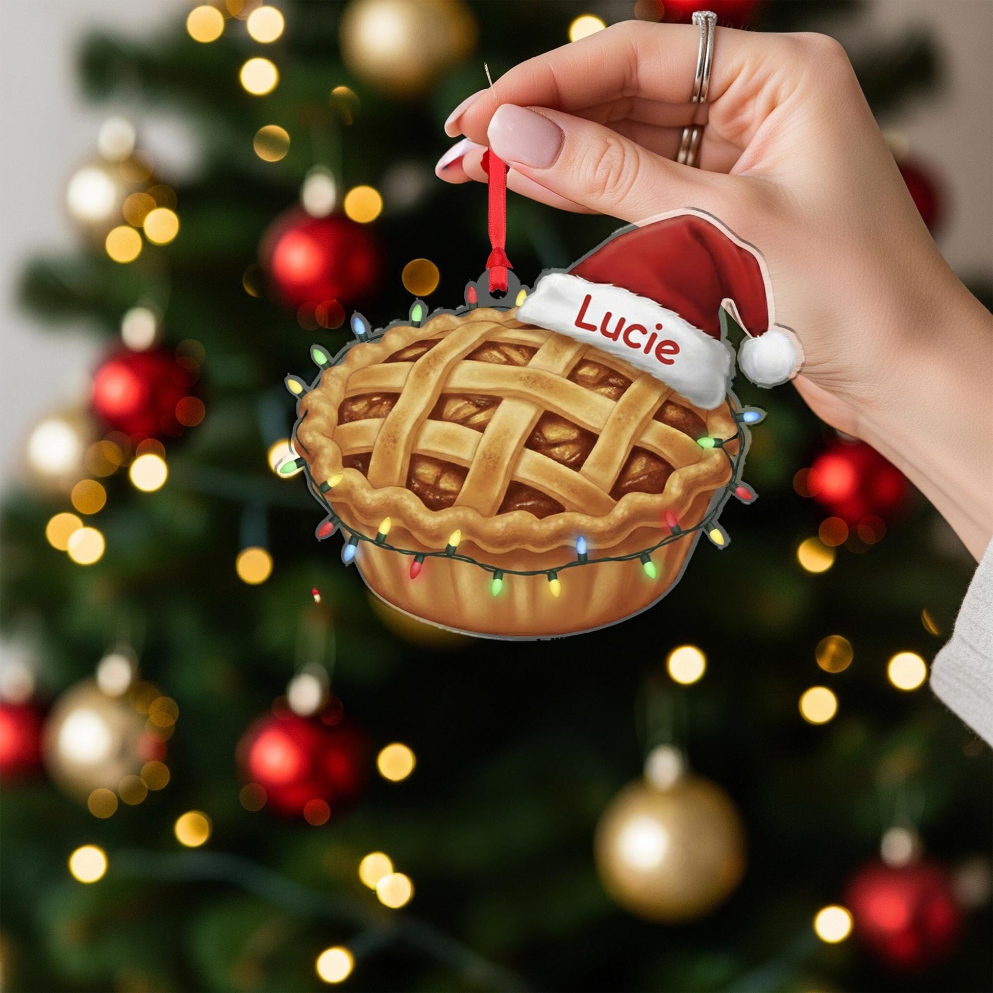 Personalized Apple Pie Ornament - Custom Name Foodie Gift, Funny Christmas Dessert