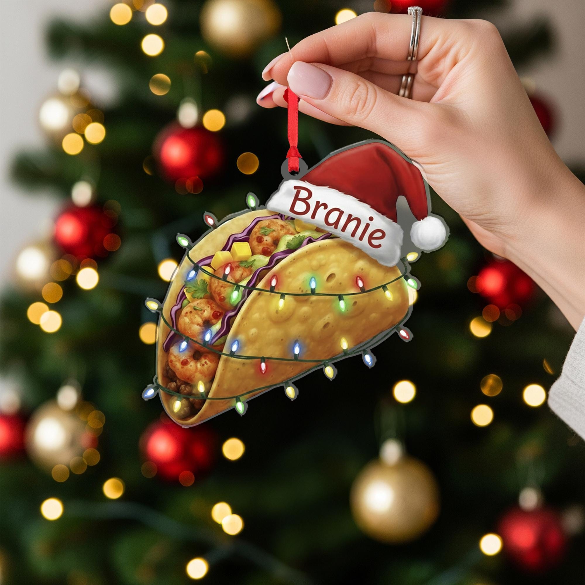 Personalized Taco Ornament - Custom Funny Mexican Food Foodie Christmas Gift