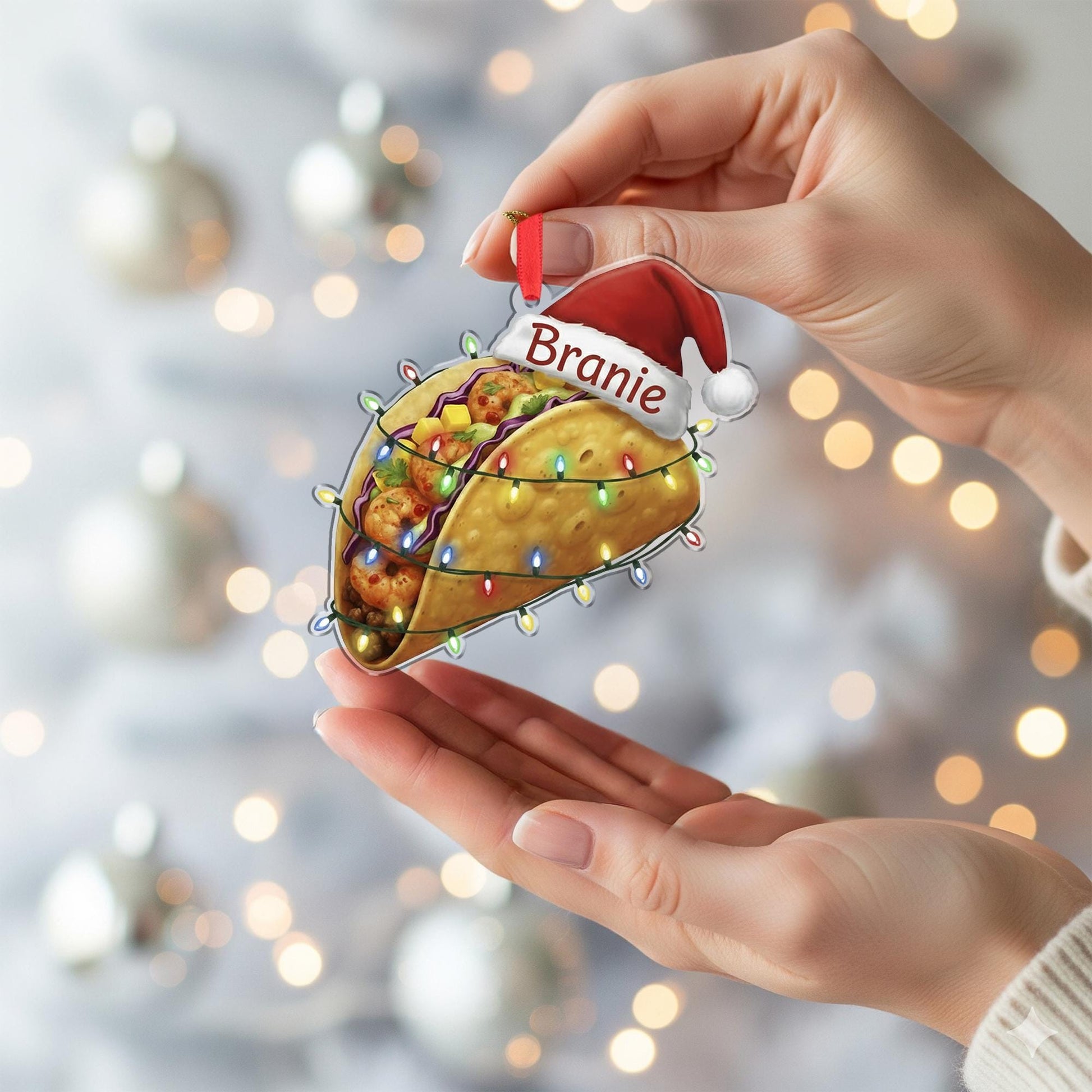 Personalized Taco Ornament - Custom Funny Mexican Food Foodie Christmas Gift