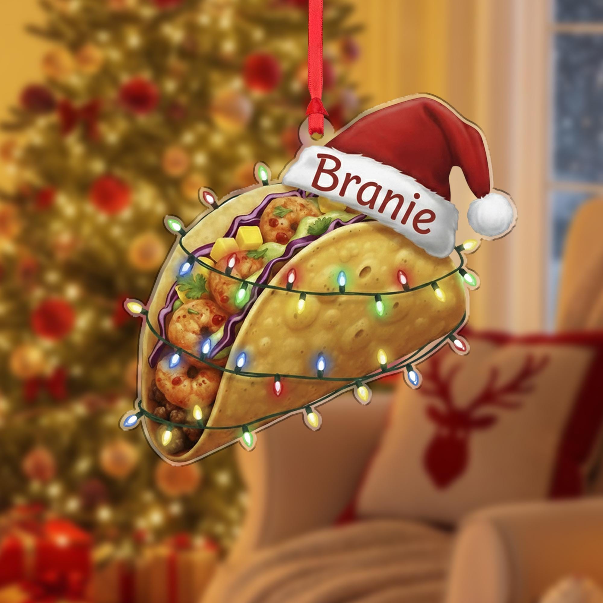 Personalized Taco Ornament - Custom Funny Mexican Food Foodie Christmas Gift
