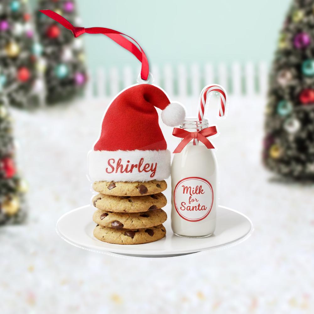 Milk and Cookies Ornament, Personalized Christmas Tree Decor, Santa Plate Holiday Decoration