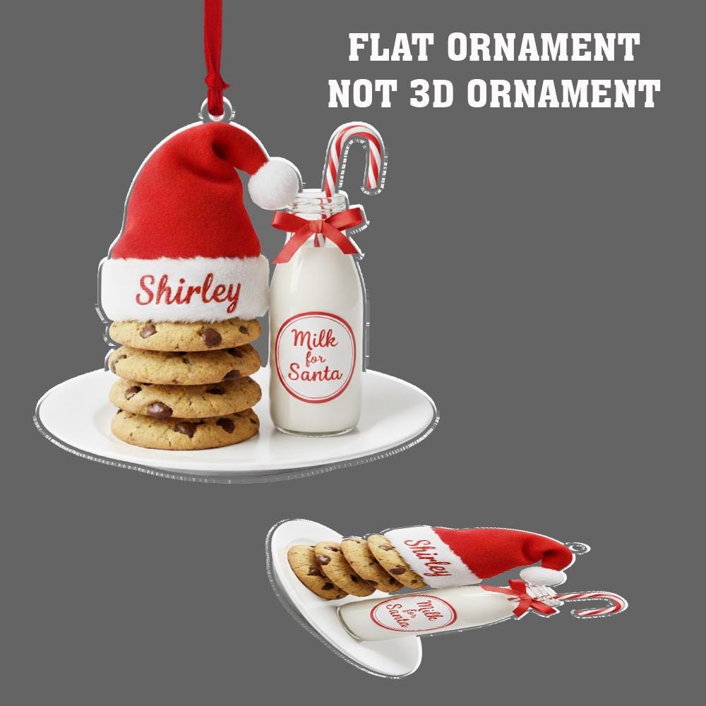 Milk and Cookies Ornament, Personalized Christmas Tree Decor, Santa Plate Holiday Decoration