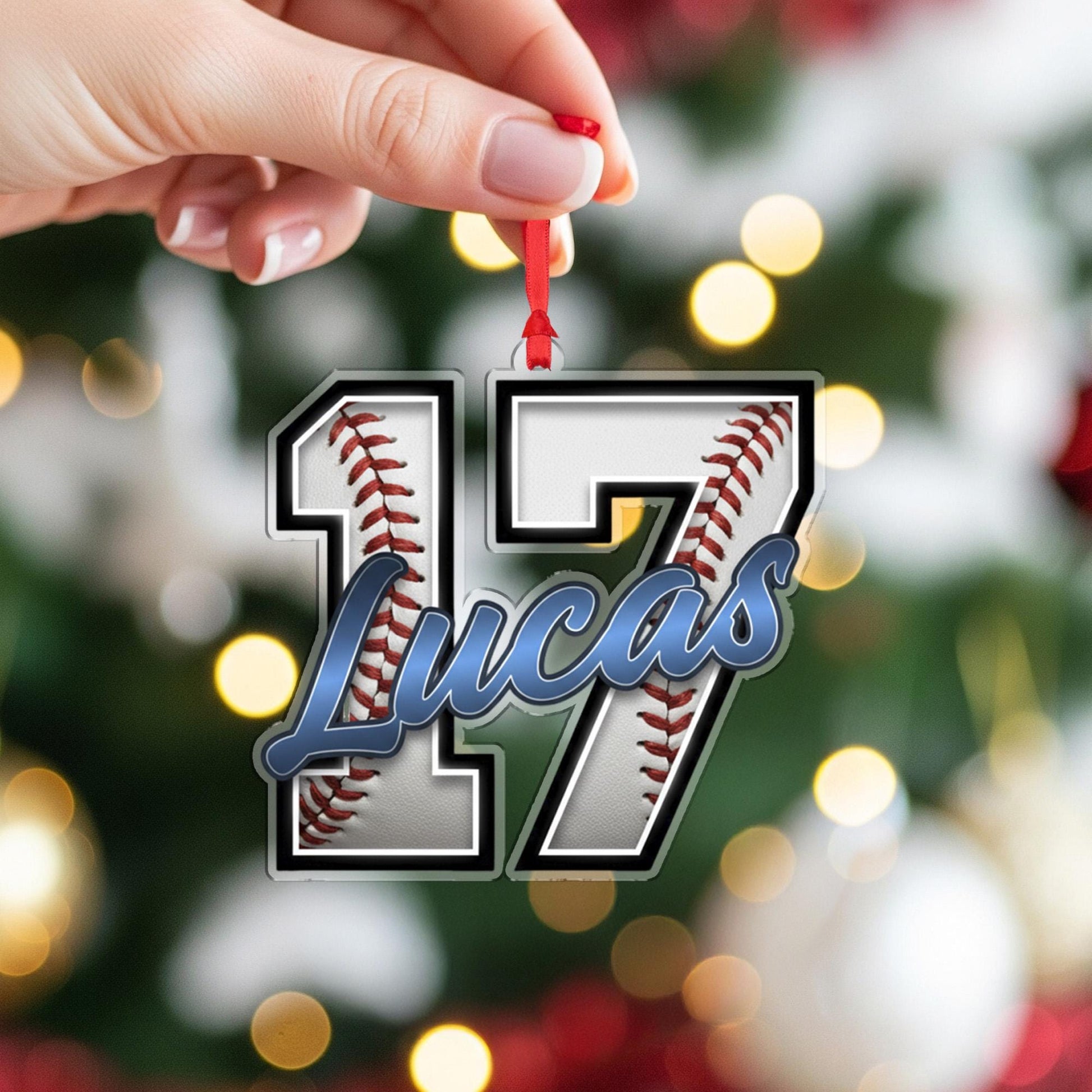 Personalized Baseball Jersey Number Ornament - Custom Player Name Sports Team Gift