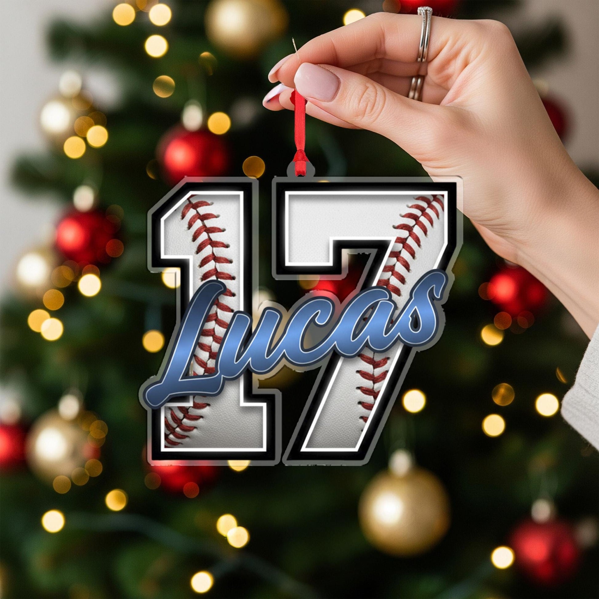 Personalized Baseball Jersey Number Ornament - Custom Player Name Sports Team Gift
