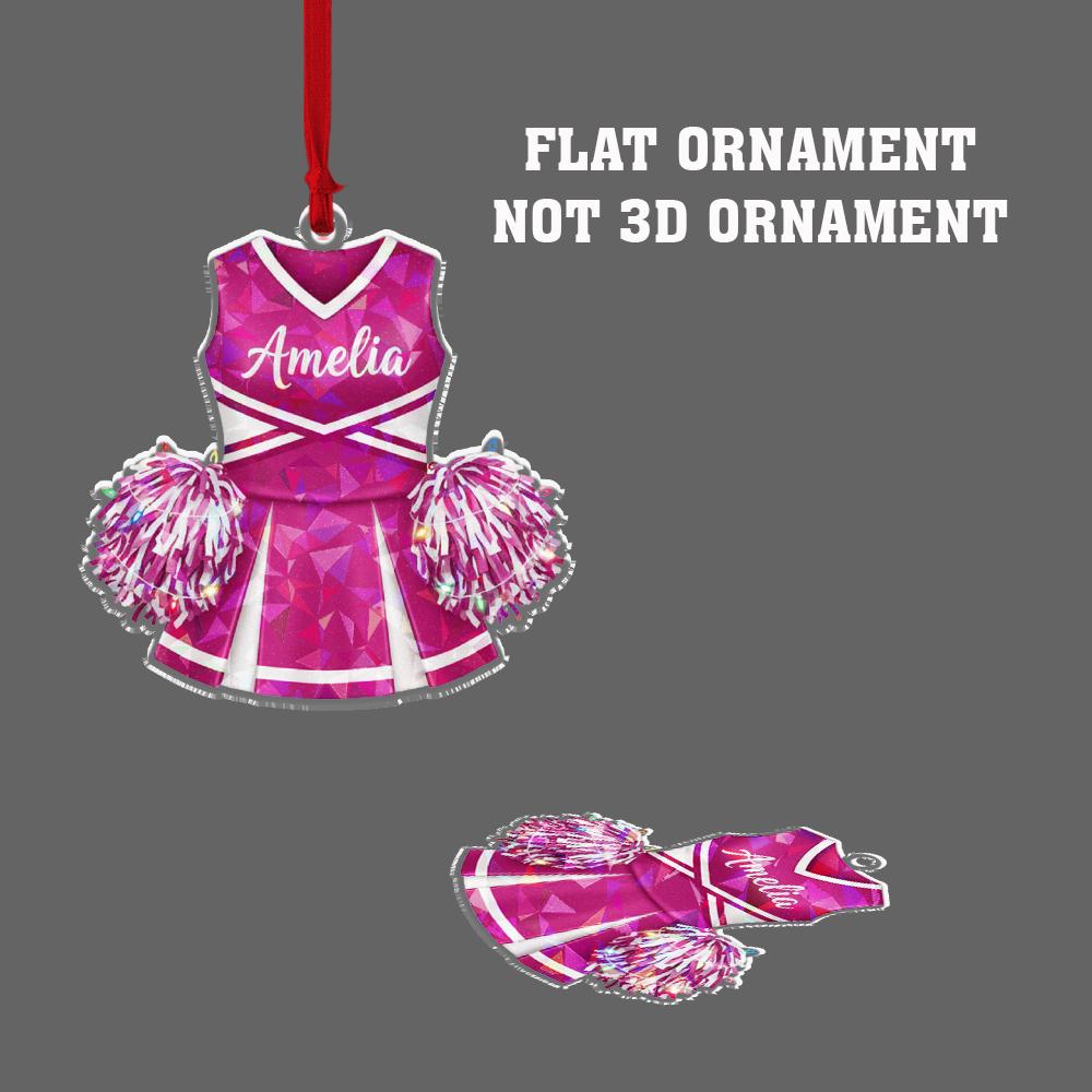 Personalized Cheerleading Uniform Ornament, Acrylic Cheer Dress with Pom-poms & Name