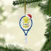 Personalized Tennis Racket Ornament, Acrylic Racket with Ball & Name