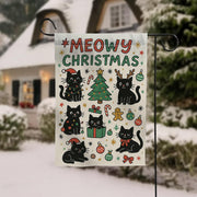 Cat Christmas Flag, Polyester Holiday Banner “Meowy Christmas”