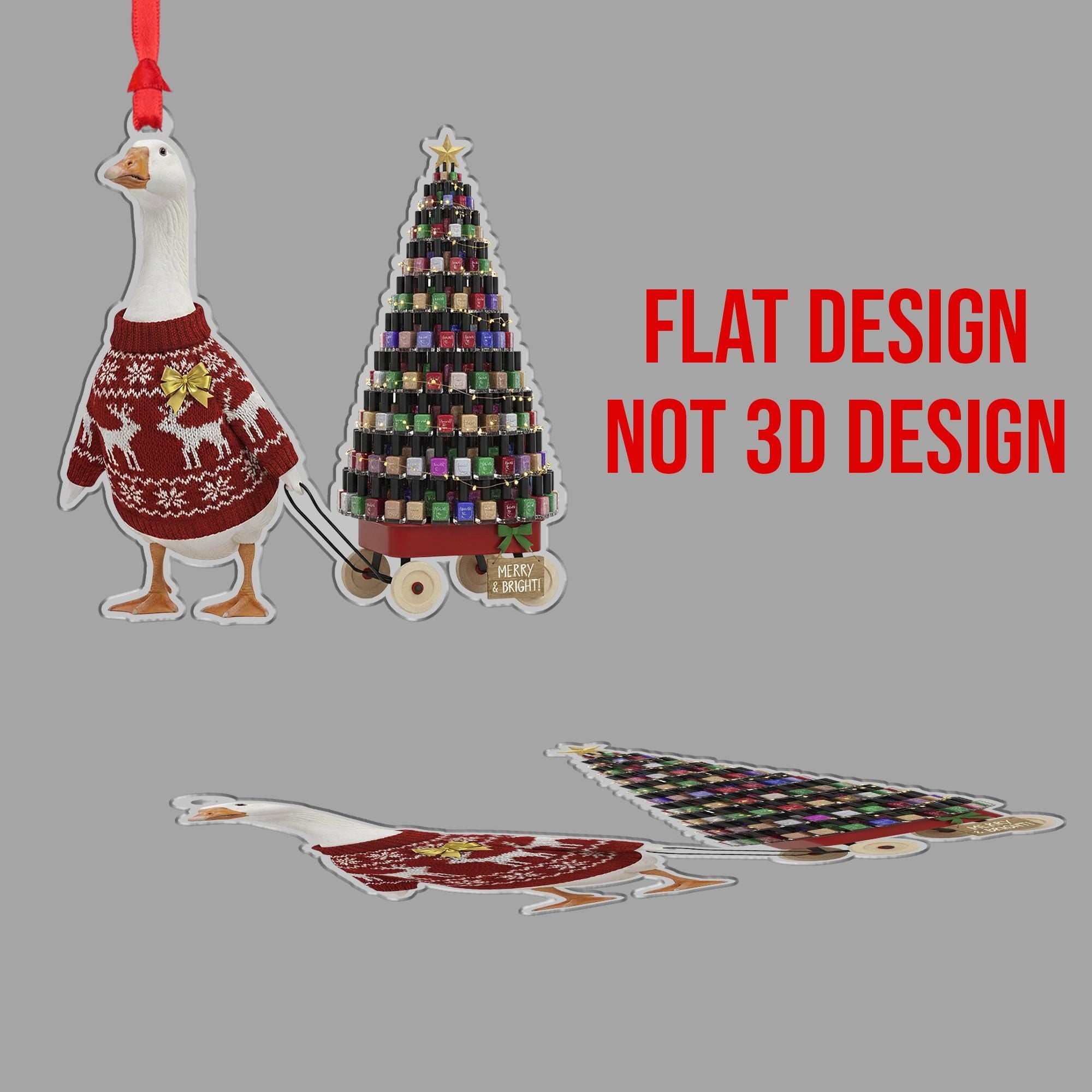 Goose Christmas Ornament, Funny Nail Polish Tree Holiday Decor Gift for Her