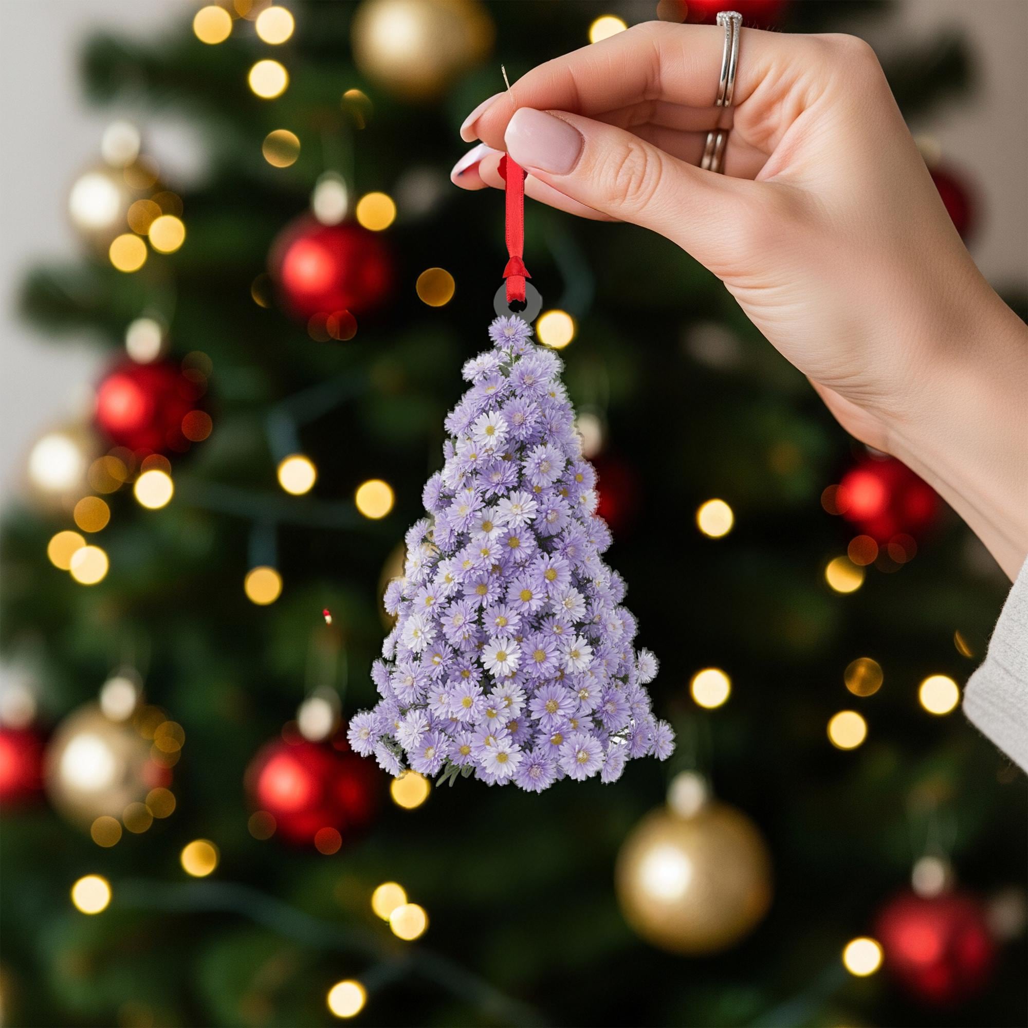 Aster Flower Christmas Ornament – Pressed Floral Tree Hanging Decoration