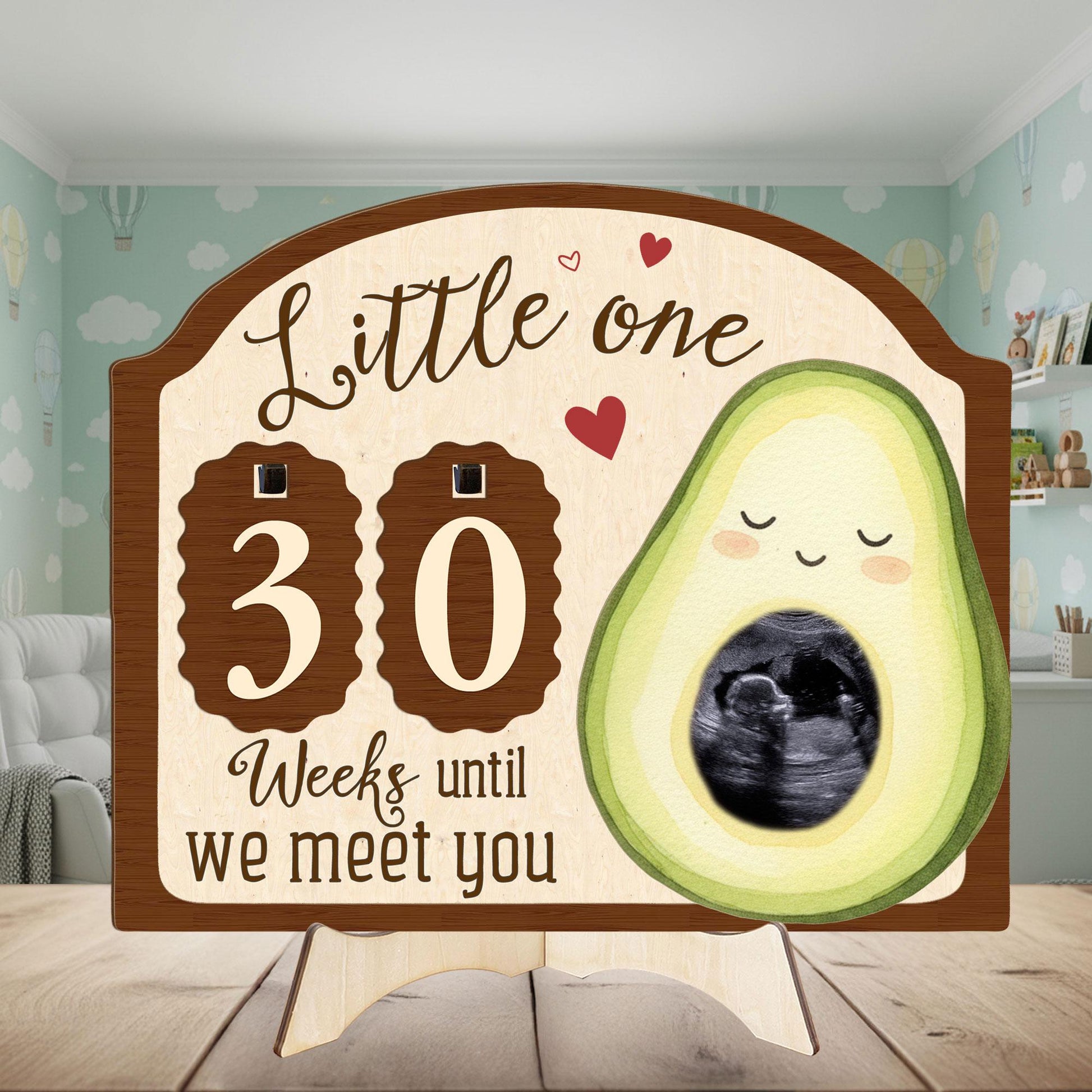 Custom Avocado Mom Sonogram Picture Frame: Ultrasound Photo with Baby Countdown Weeks image 4