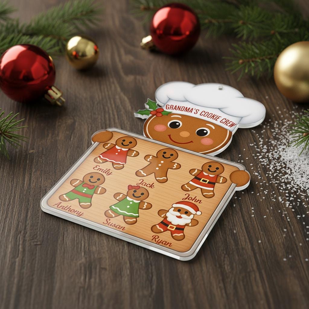 Personalized Gingerbread Family Ornament, Grandma’s Cookie Crew Christmas Gift